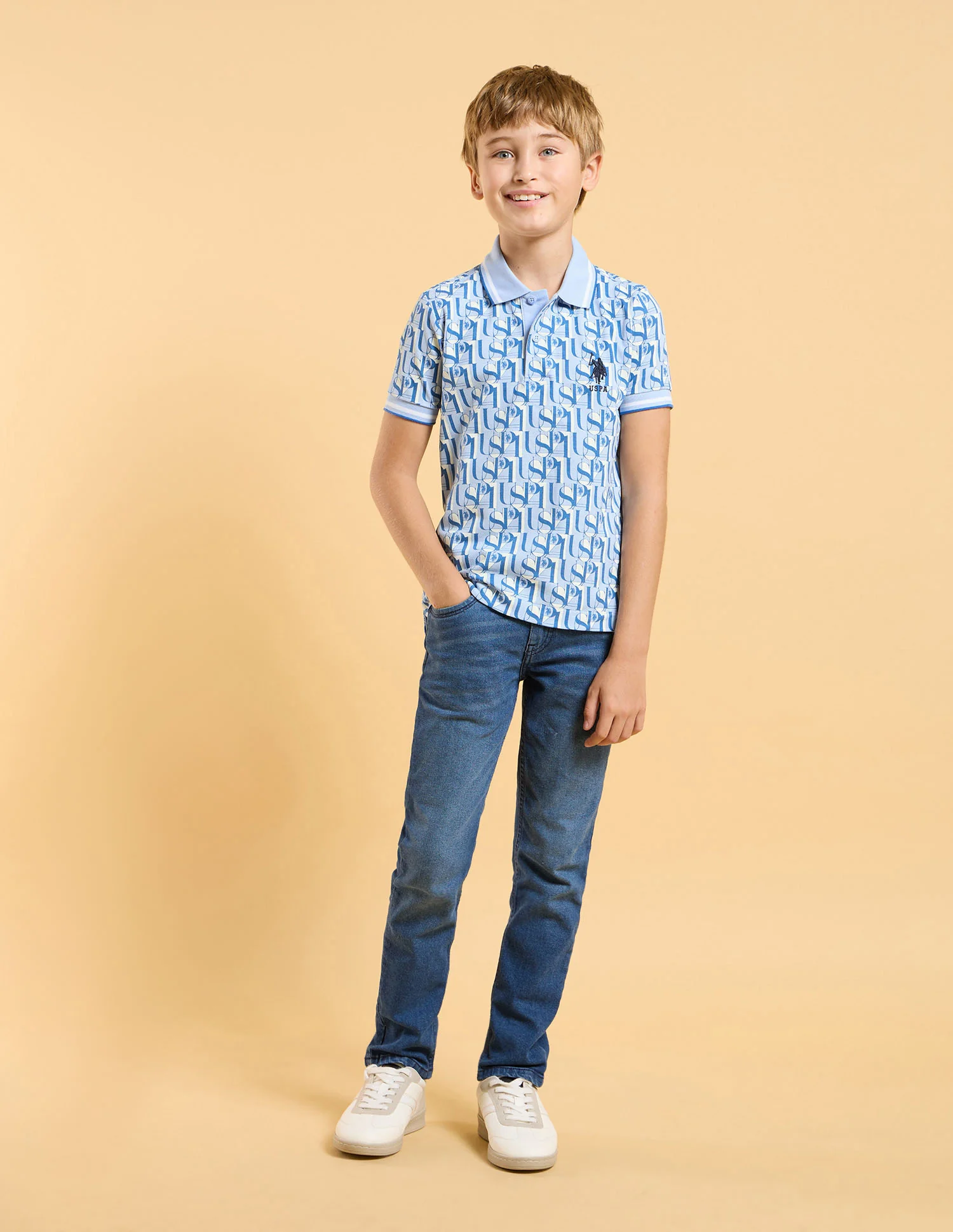 Boys All Over Printed Regular Fit Polo Shirt - Image 3
