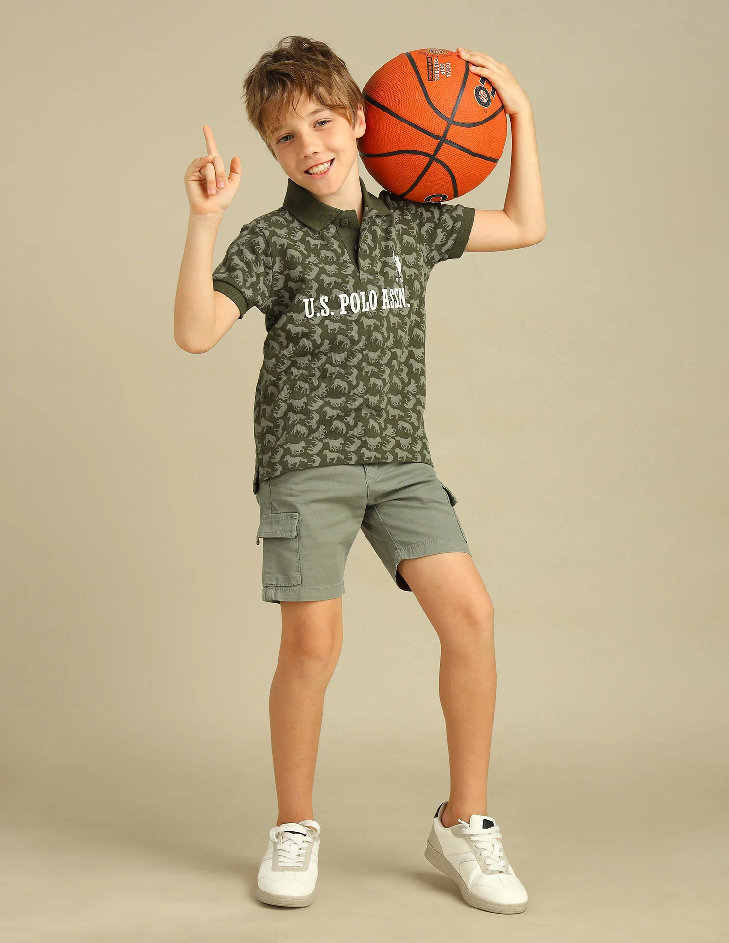 Boys All Over Printed Regular Fit Polo Shirt