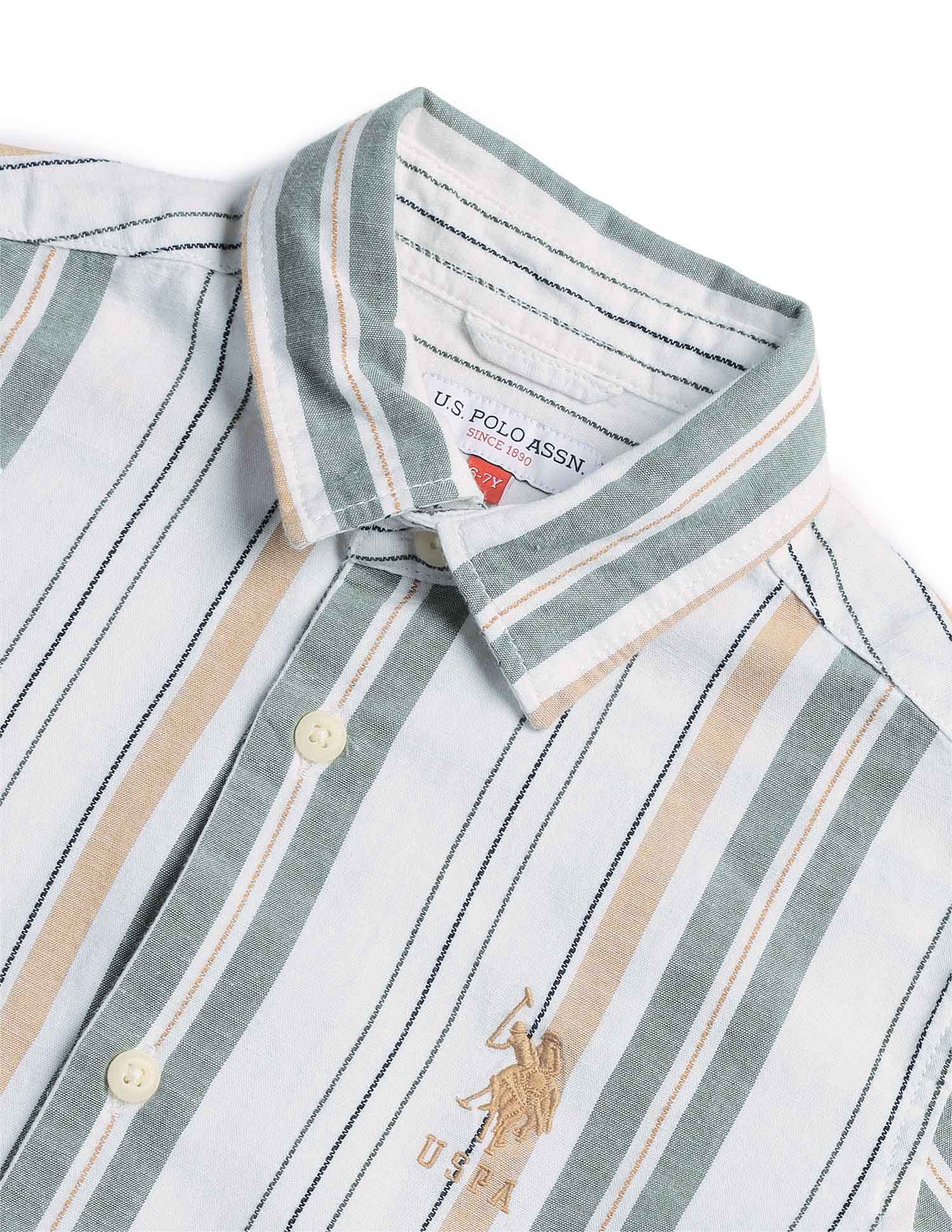 Boys Boxy Fit Vertical Striped Shirt - Image 7