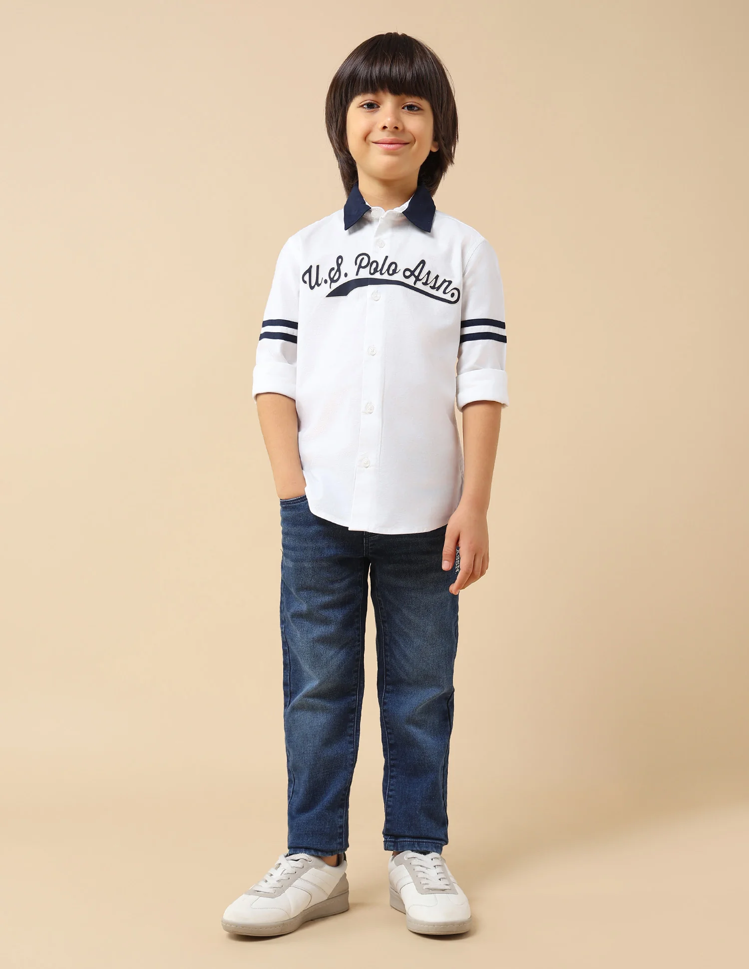 Boys Brand Embossed Oxford Shirt - Image 3