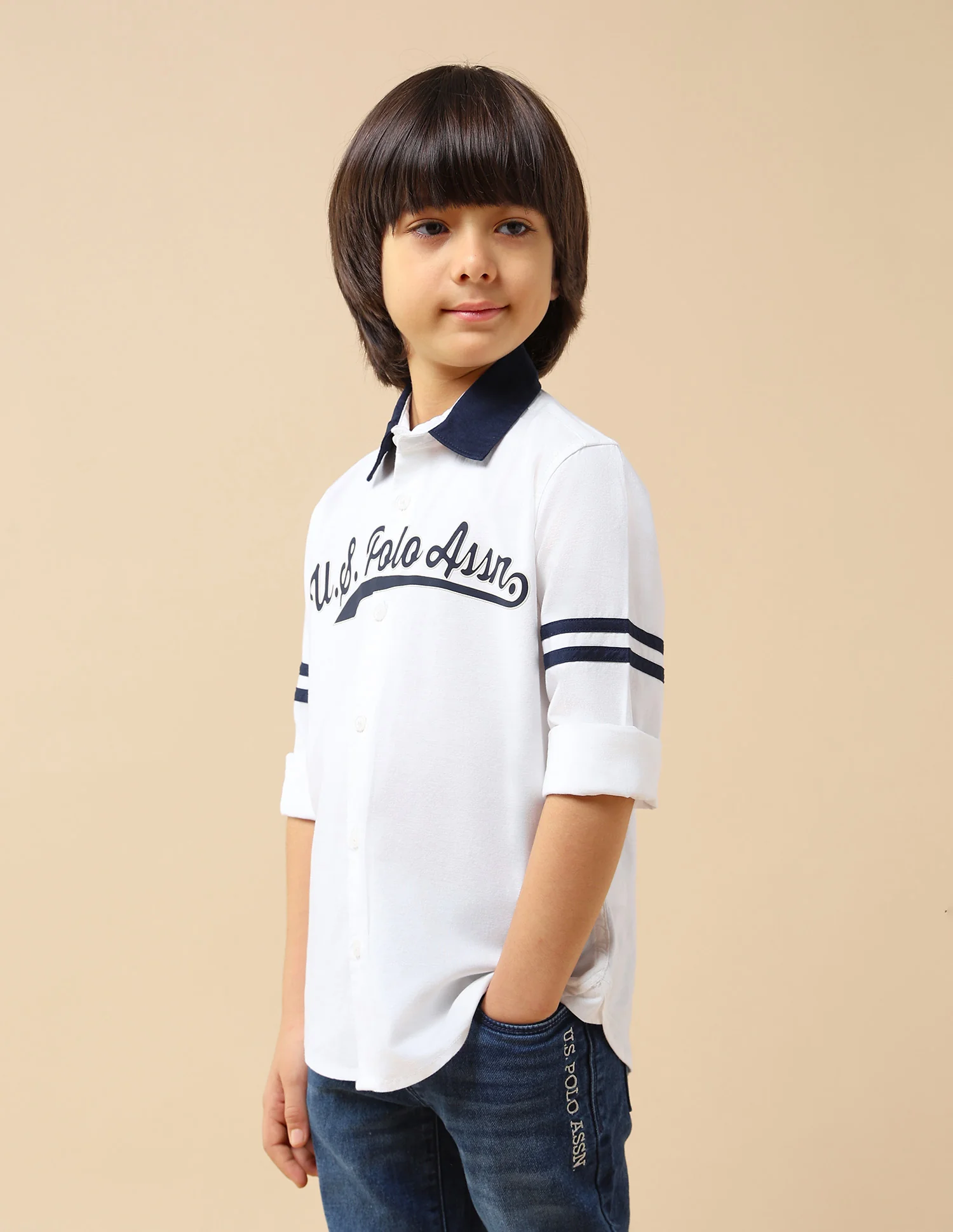 Boys Brand Embossed Oxford Shirt - Image 4