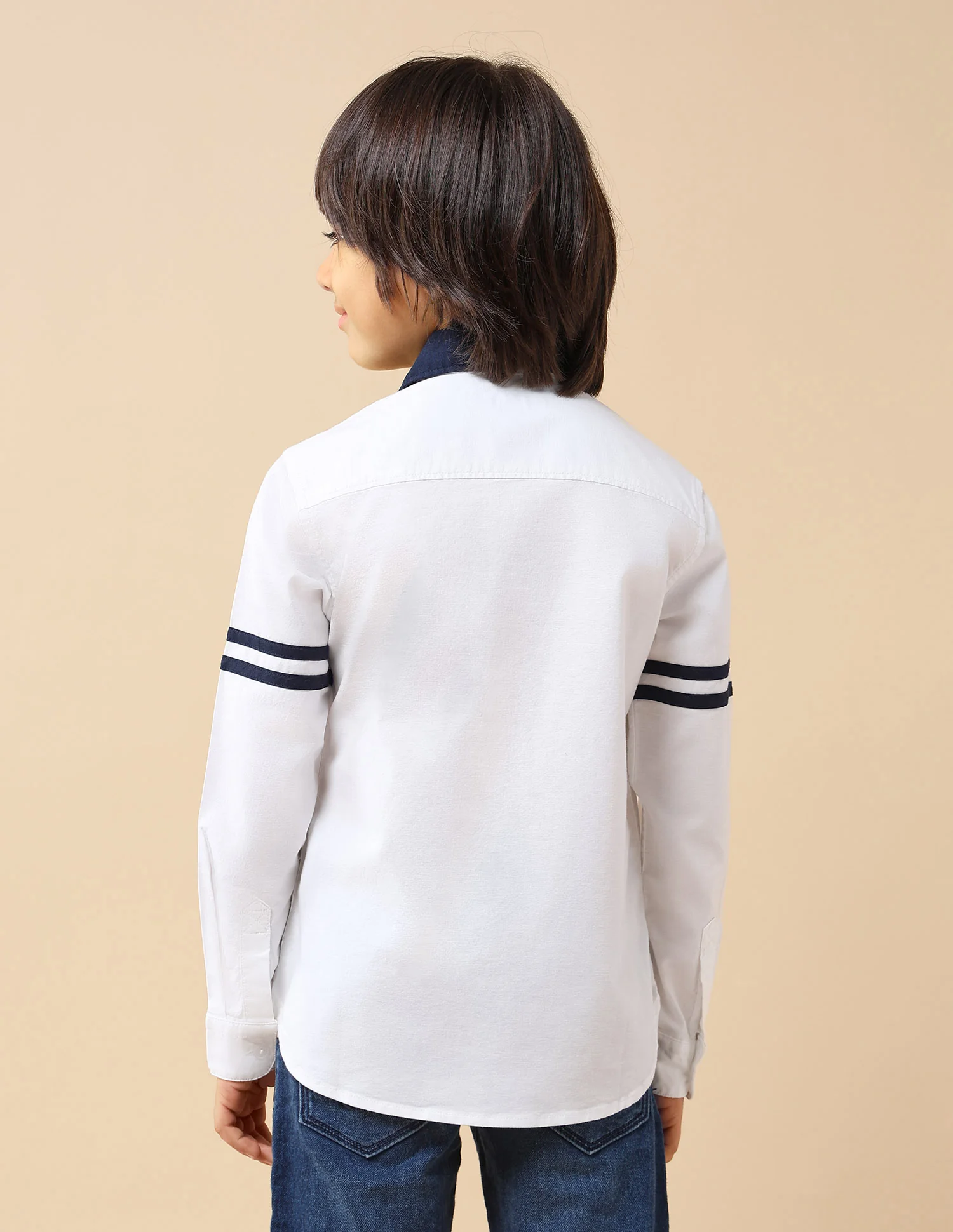 Boys Brand Embossed Oxford Shirt - Image 5