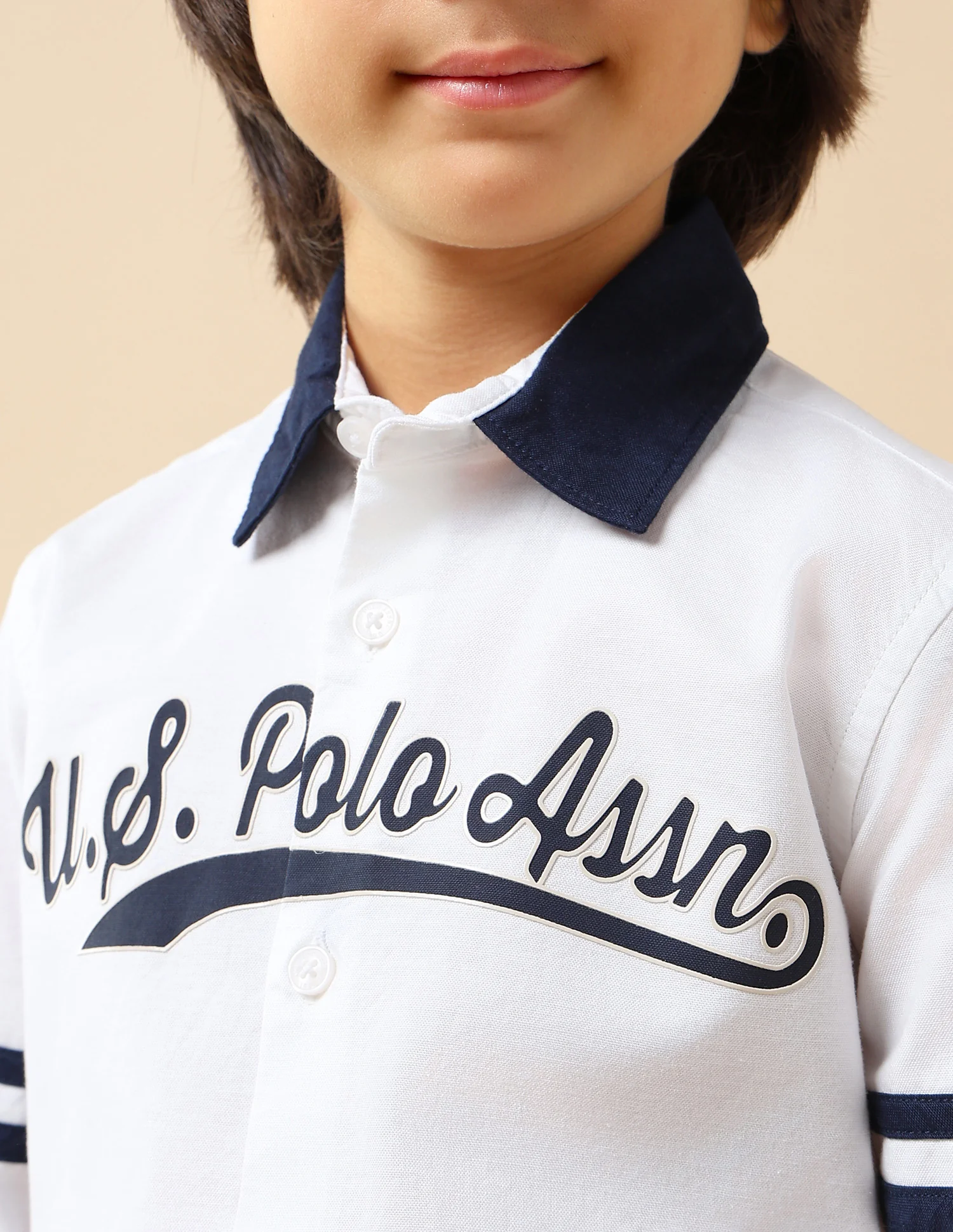 Boys Brand Embossed Oxford Shirt - Image 6