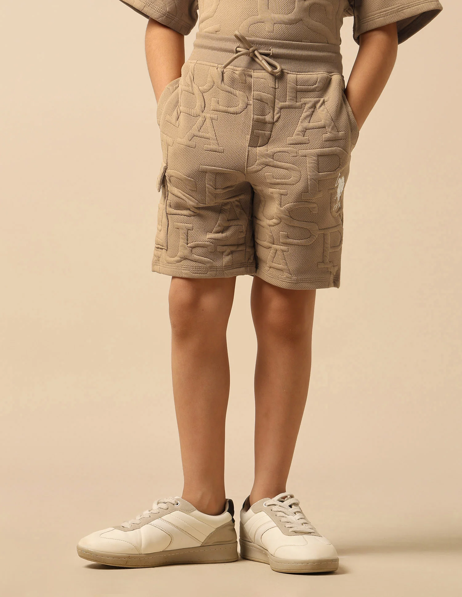 Boys Brand Embossed Regular Fit Shorts - Image 6