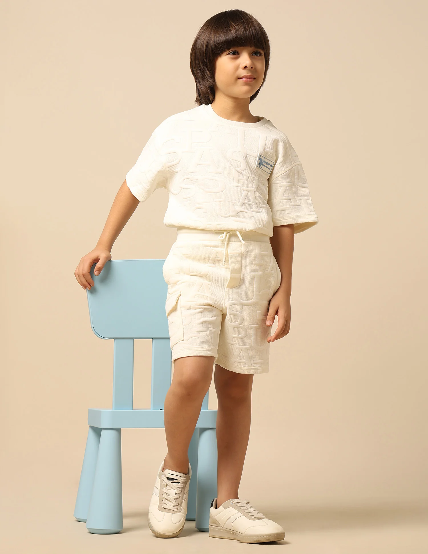 Boys Brand Embossed Regular Fit Shorts