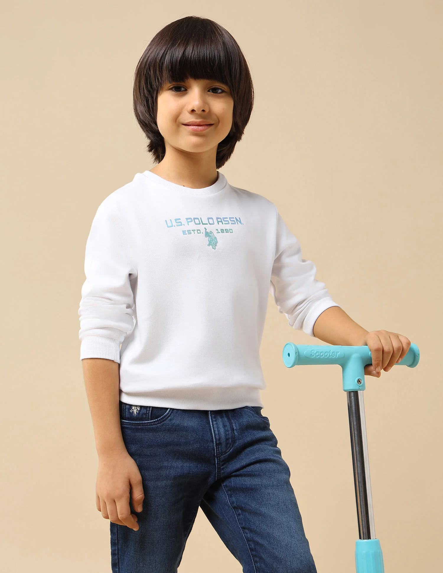 Boys Brand Embossed Regular Fit Sweatshirt