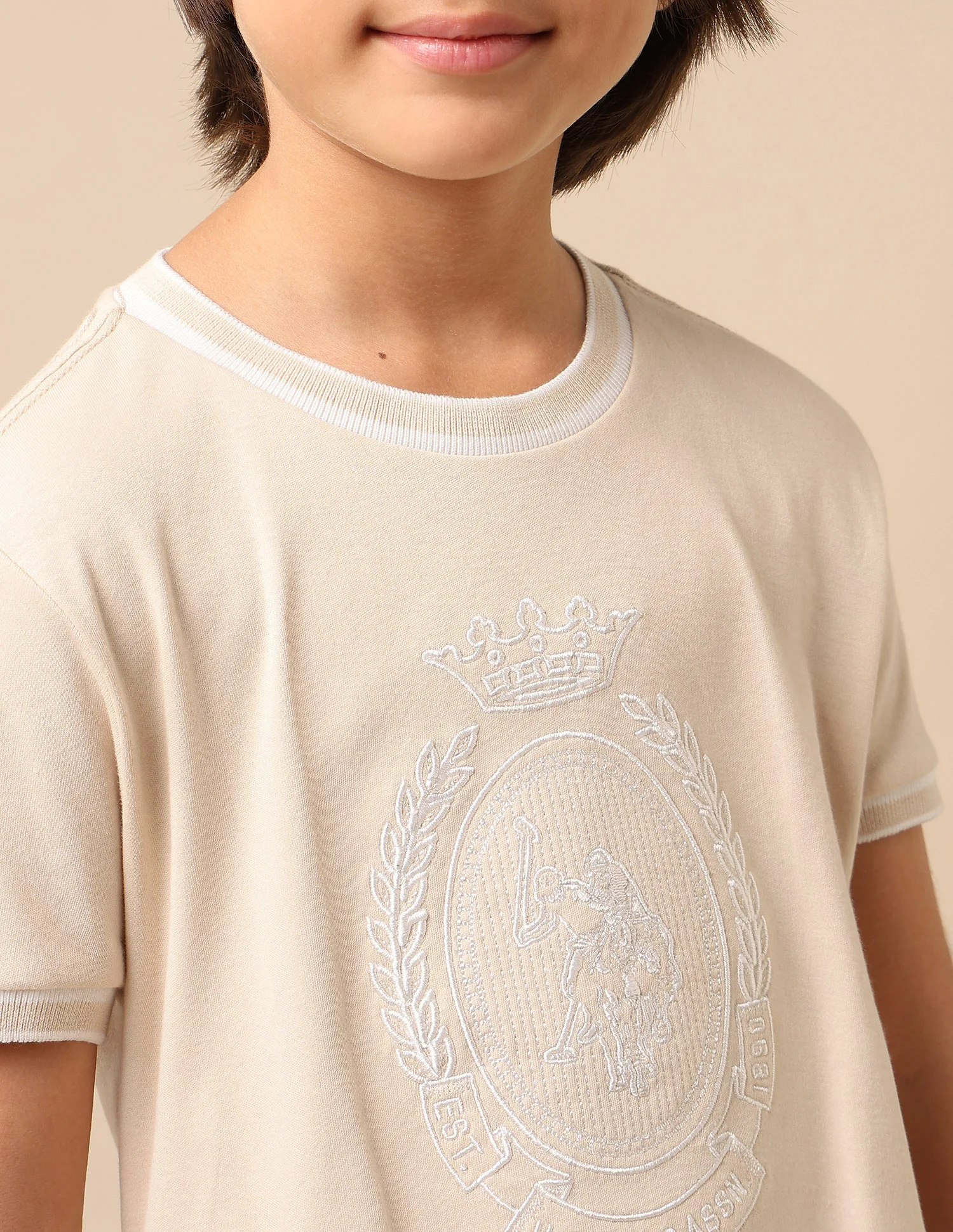 Boys Brand Embroidered Pure Cotton T Shirt - Image 6