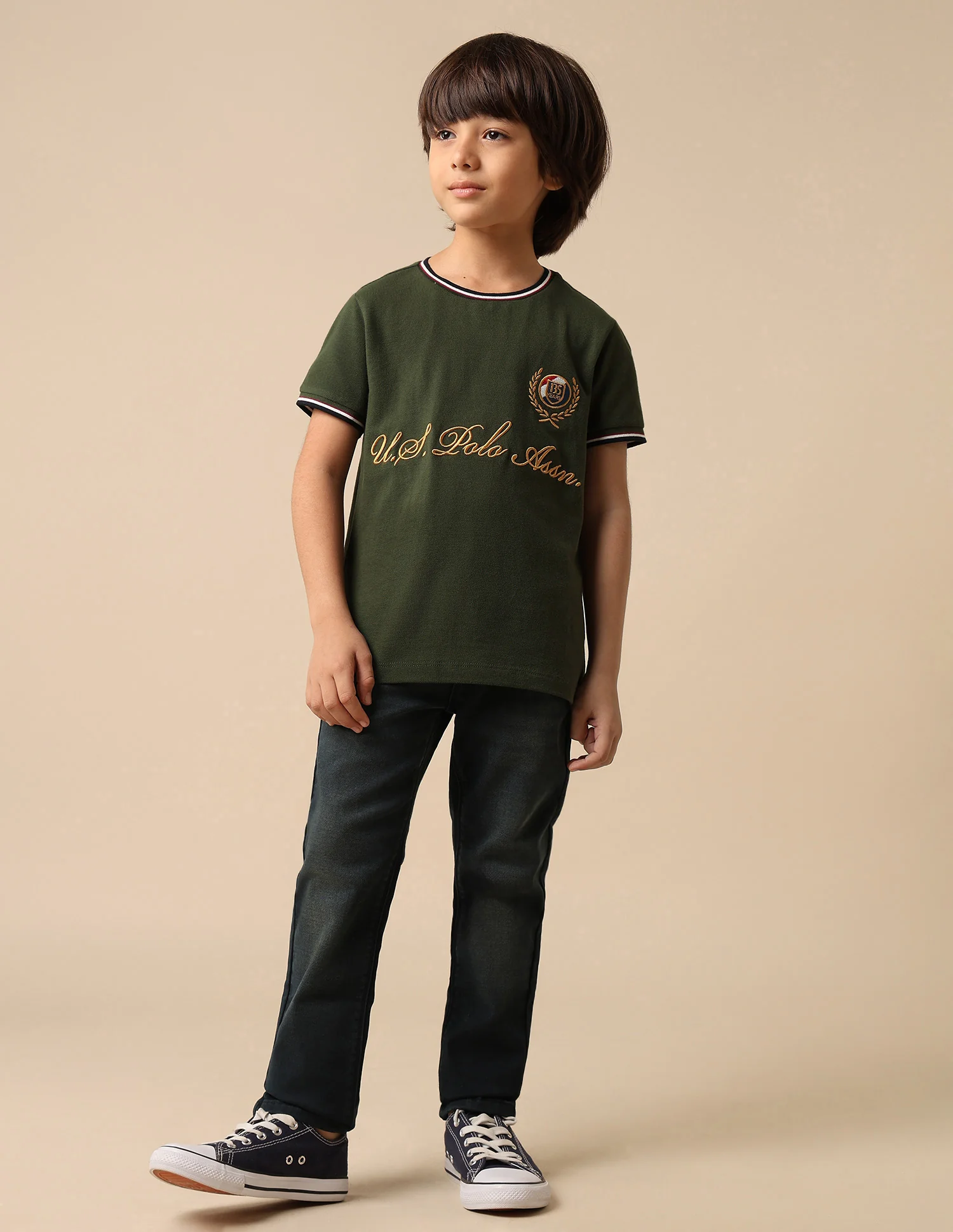 Boys Brand Embroidered Pure Cotton T Shirt - Image 3