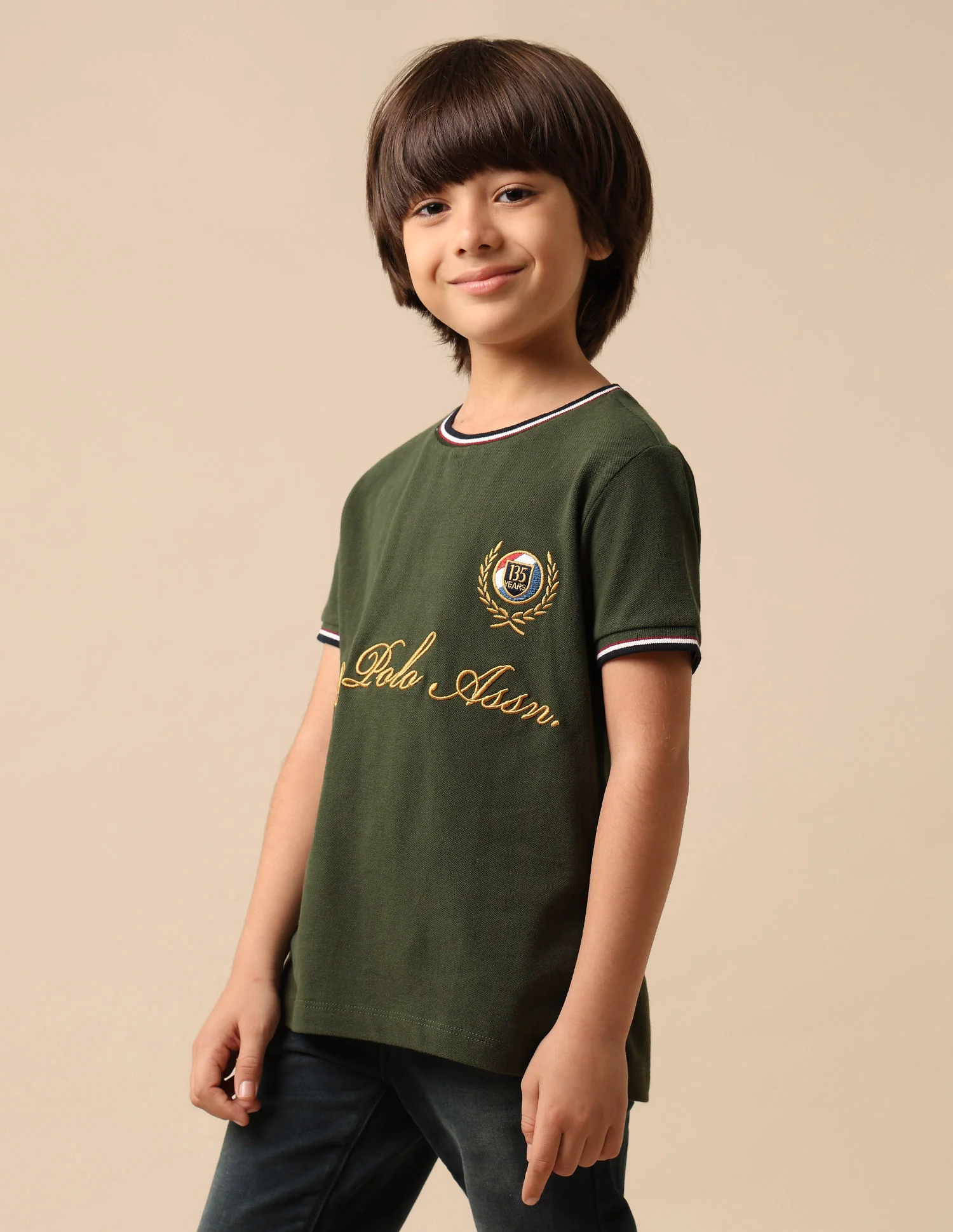 Boys Brand Embroidered Pure Cotton T Shirt - Image 4