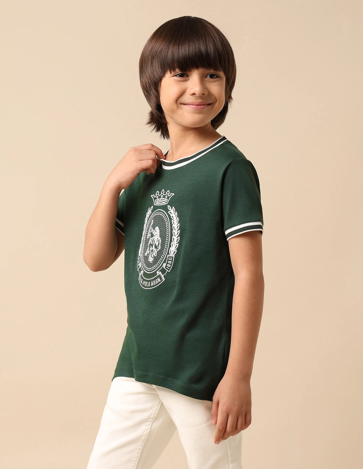 Boys Brand Embroidered Pure Cotton T Shirt - Image 4