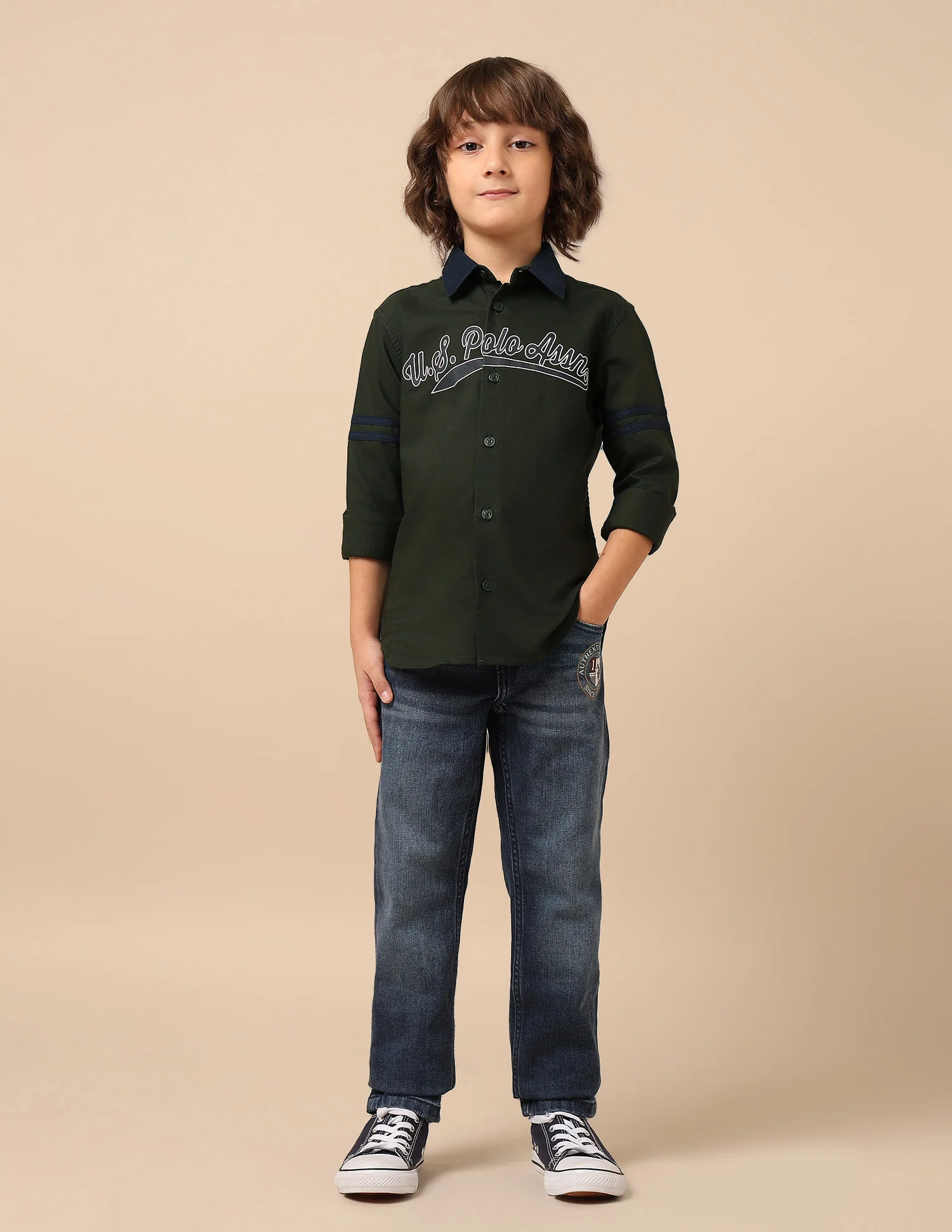 Boys Brand Printed Oxford Shirt - Image 3