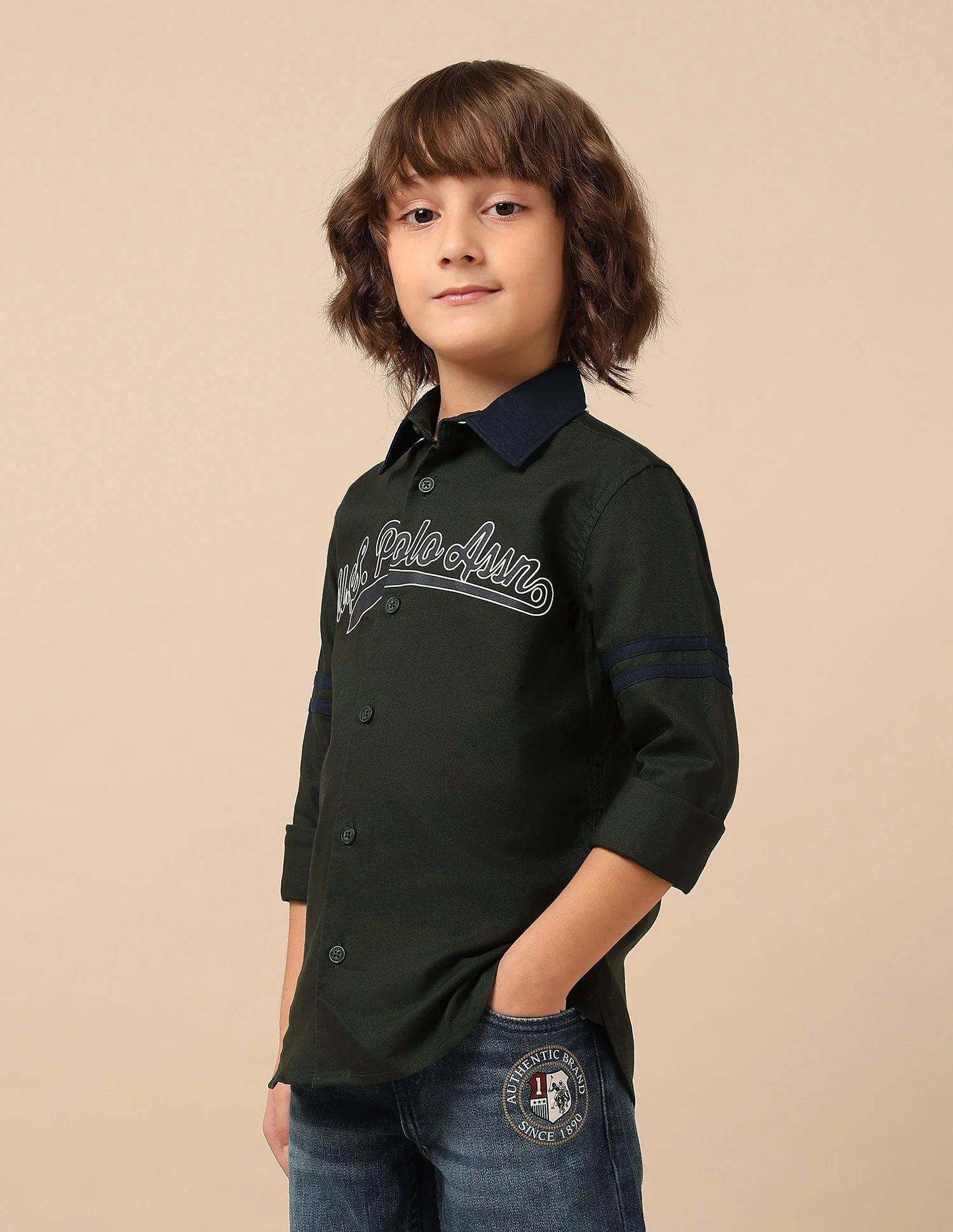 Boys Brand Printed Oxford Shirt - Image 4