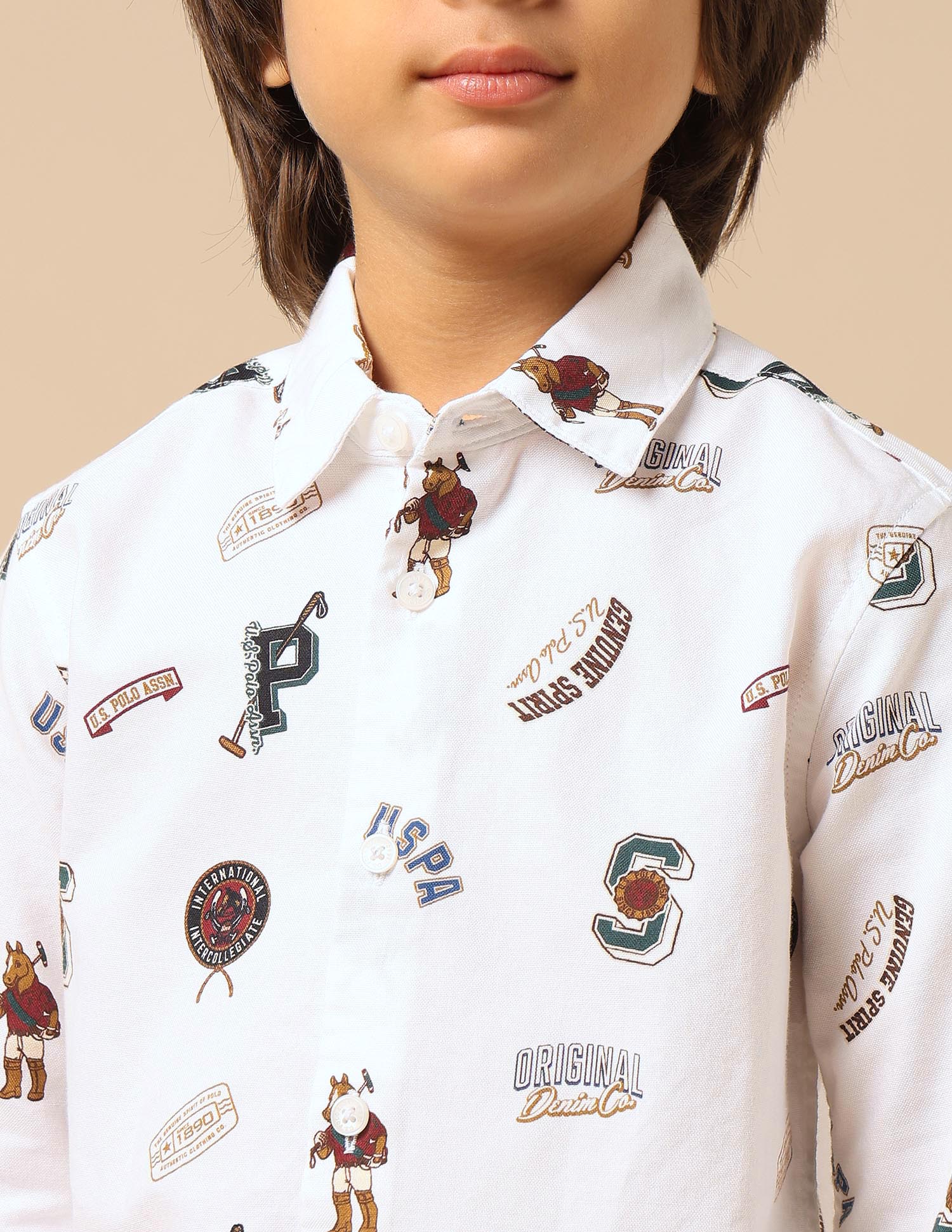 Boys Brand Printed Oxford Shirt - Image 6