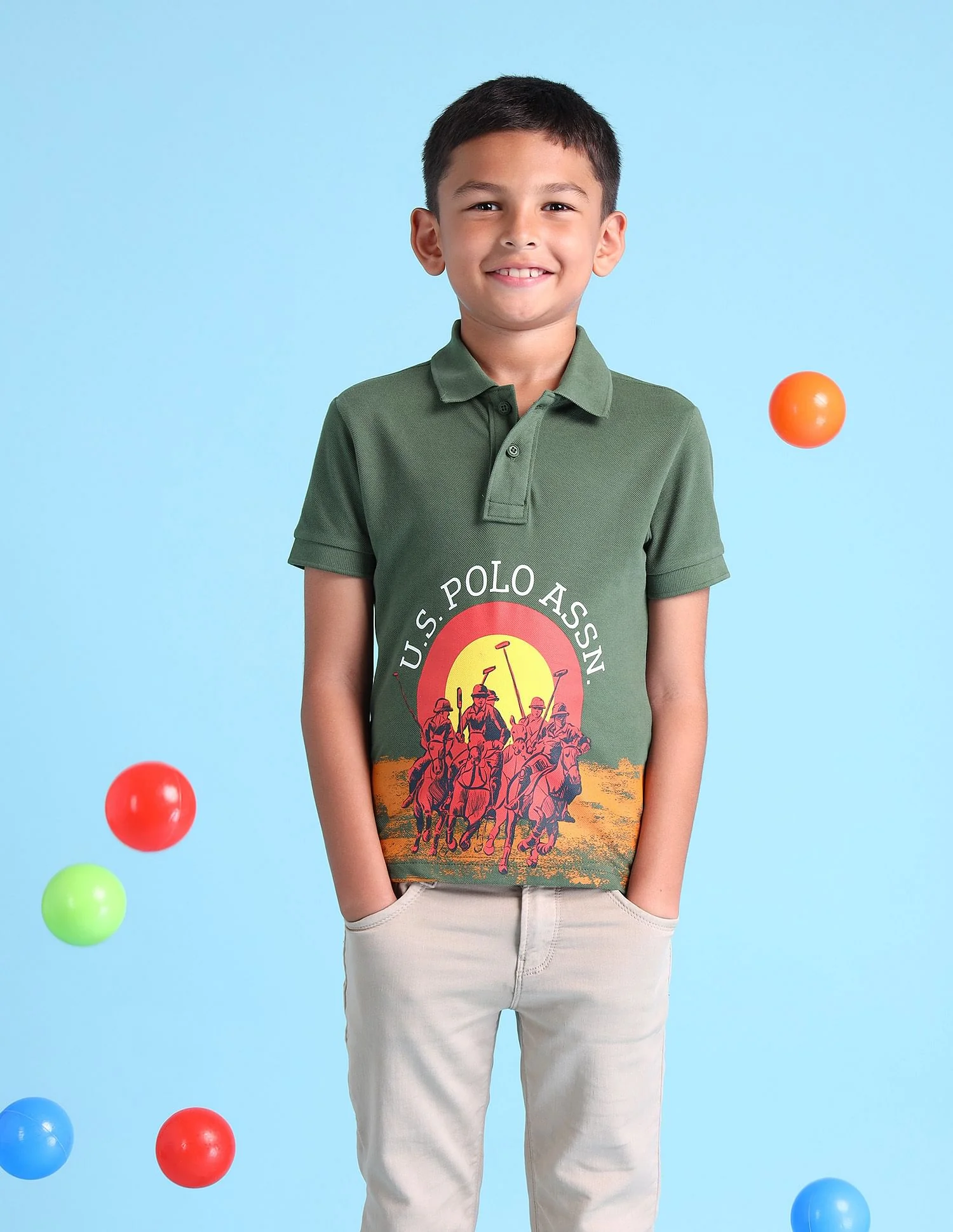 Boys Brand Printed Polo Shirt