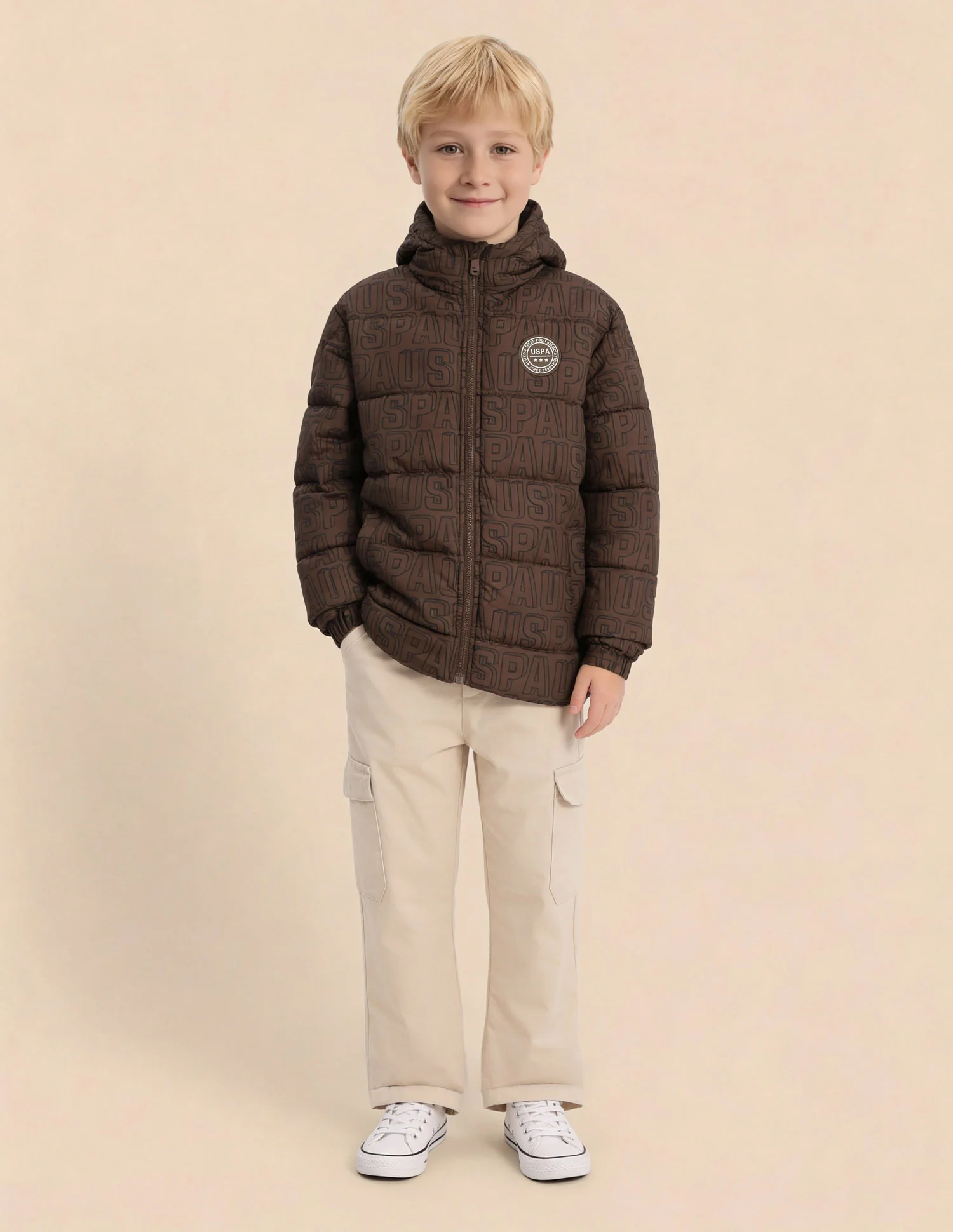 Boys Brand Printed Puffer Jacket - Image 3