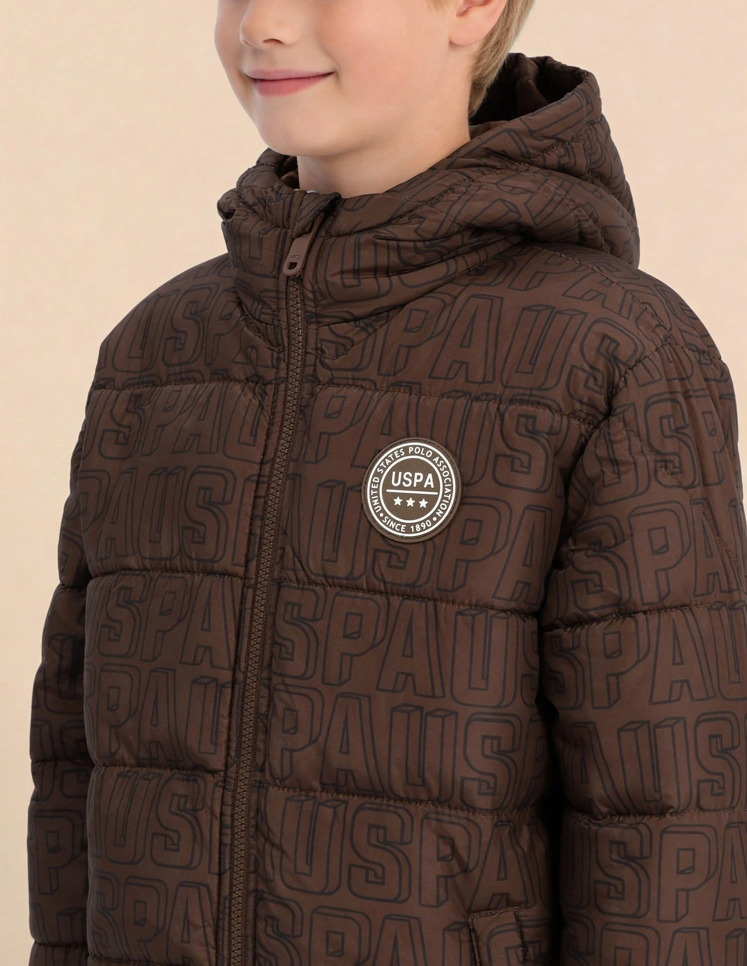 Boys Brand Printed Puffer Jacket - Image 6