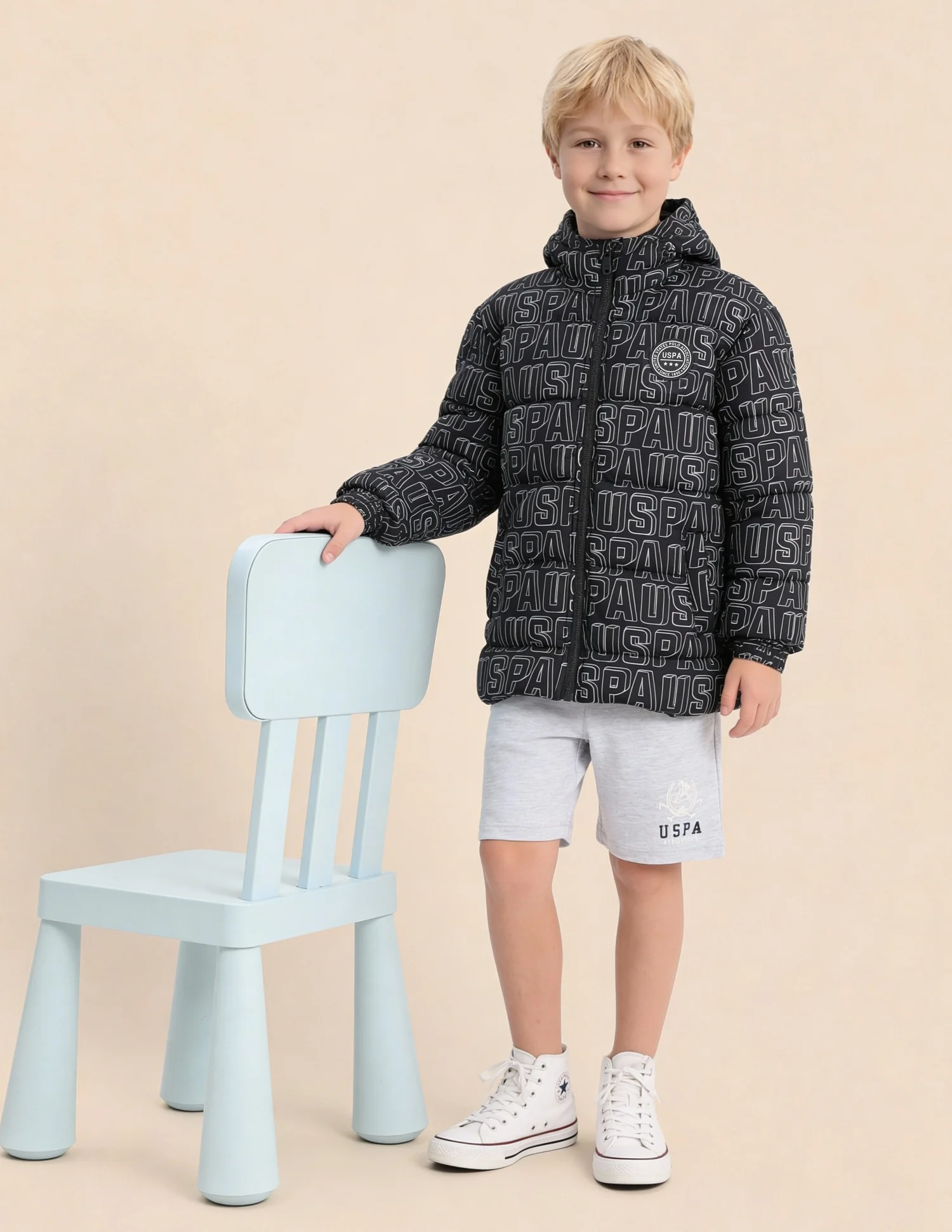 Boys Brand Printed Puffer Jacket