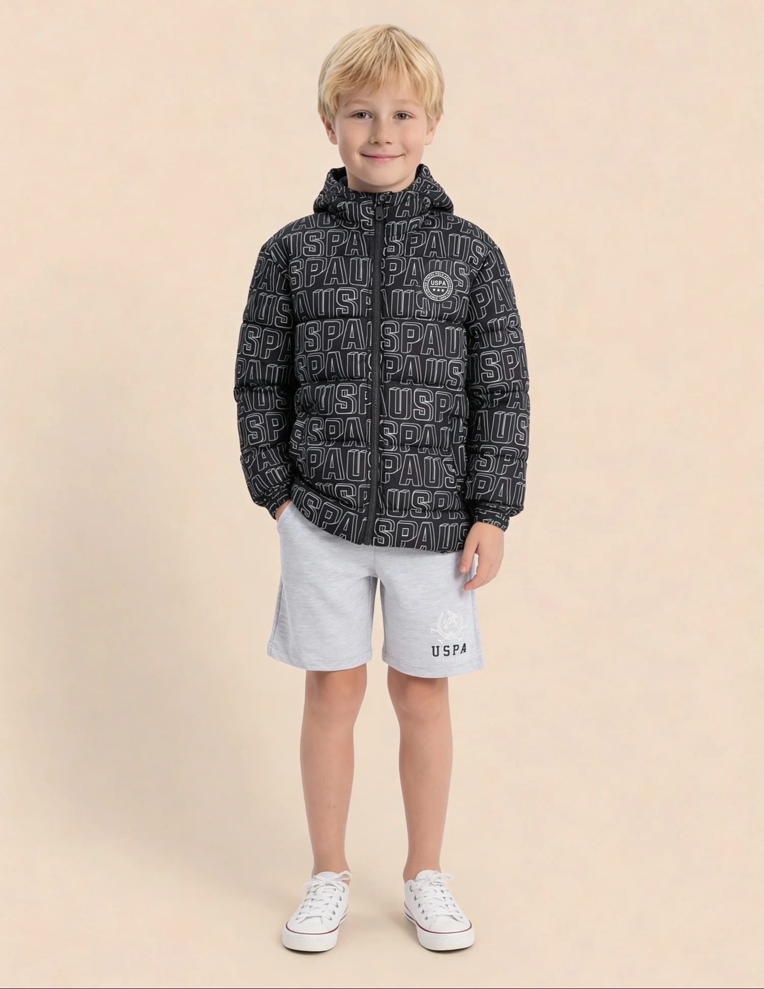 Boys Brand Printed Puffer Jacket - Image 3