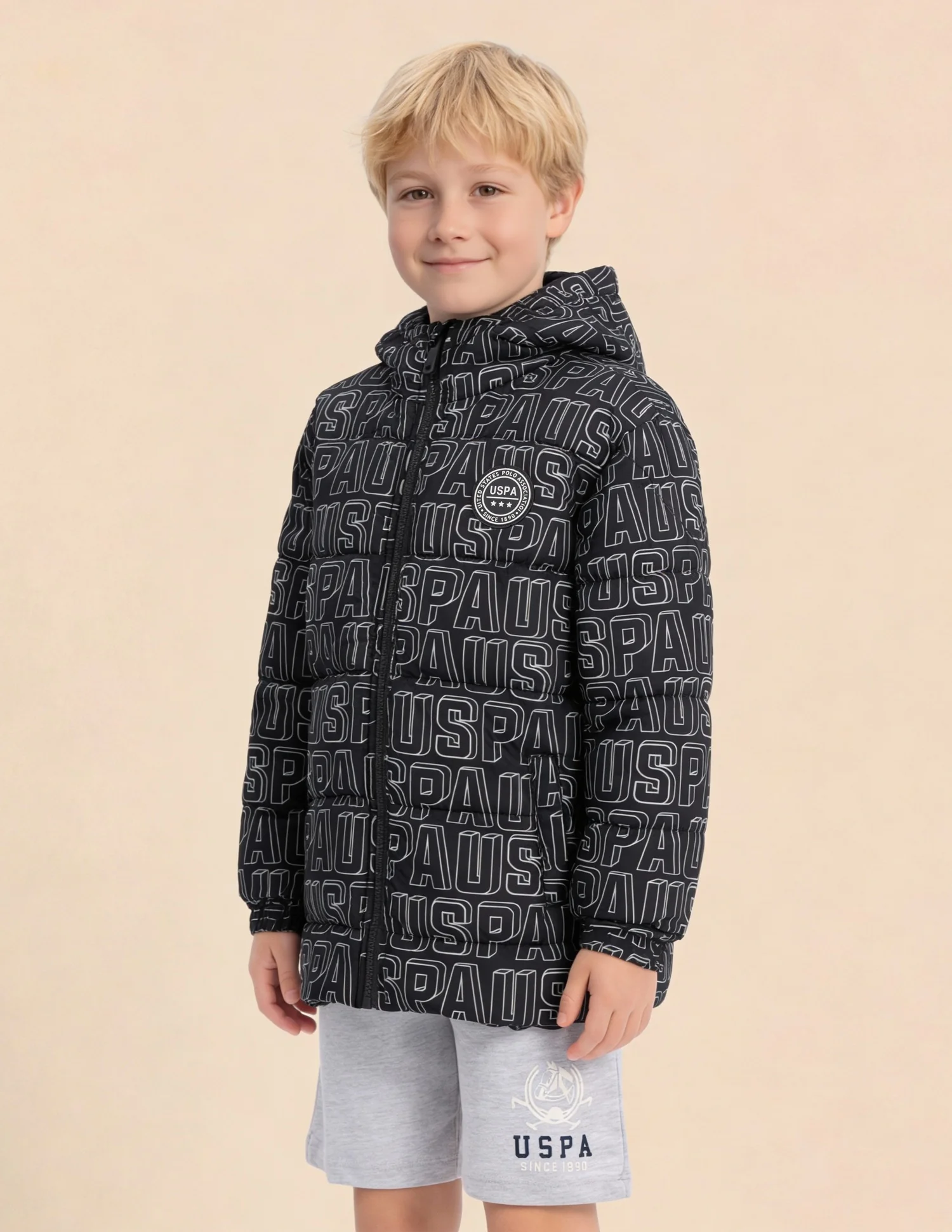 Boys Brand Printed Puffer Jacket - Image 4