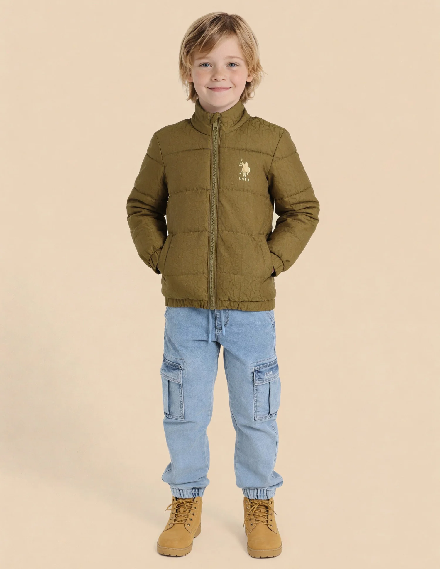 Boys Brand Printed Puffer Jacket - Image 3