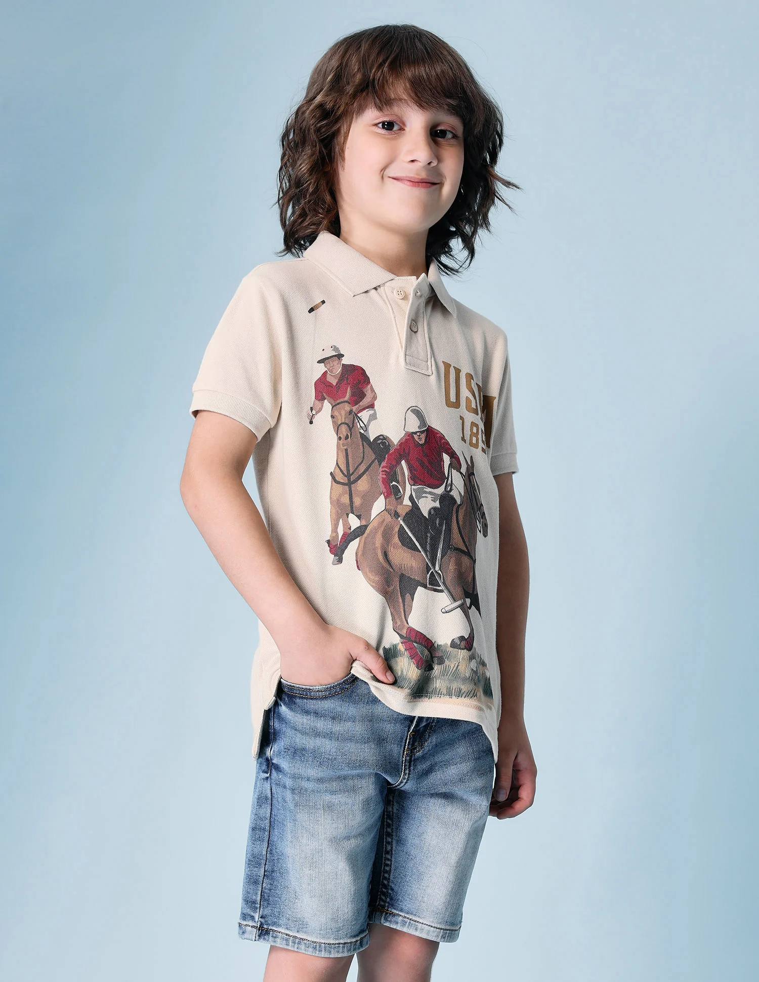 Boys Brand Printed Pure Cotton Polo Shirt - Image 4