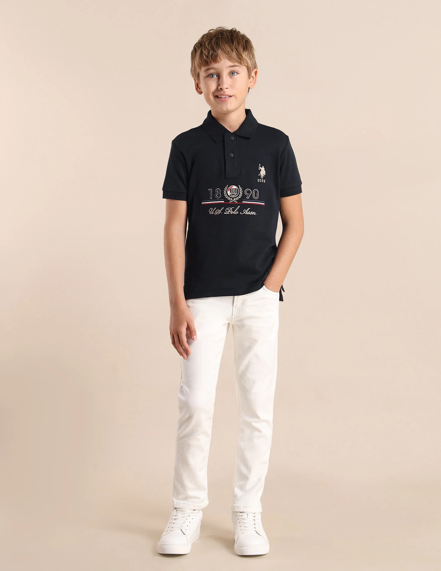Boys Brand Printed Regular Fit Polo Shirt - Image 3