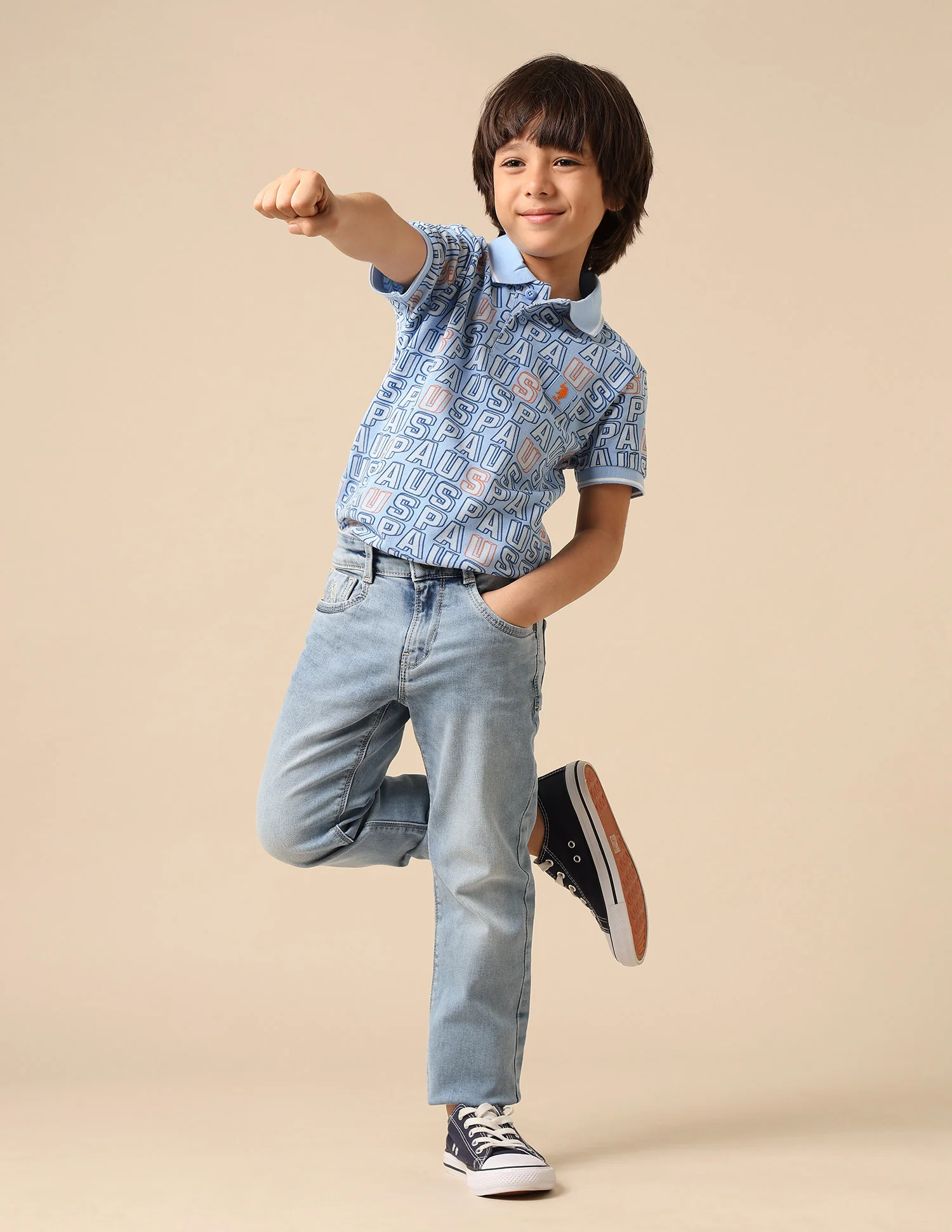 Boys Brand Printed Regular Fit Polo Shirt - Image 3