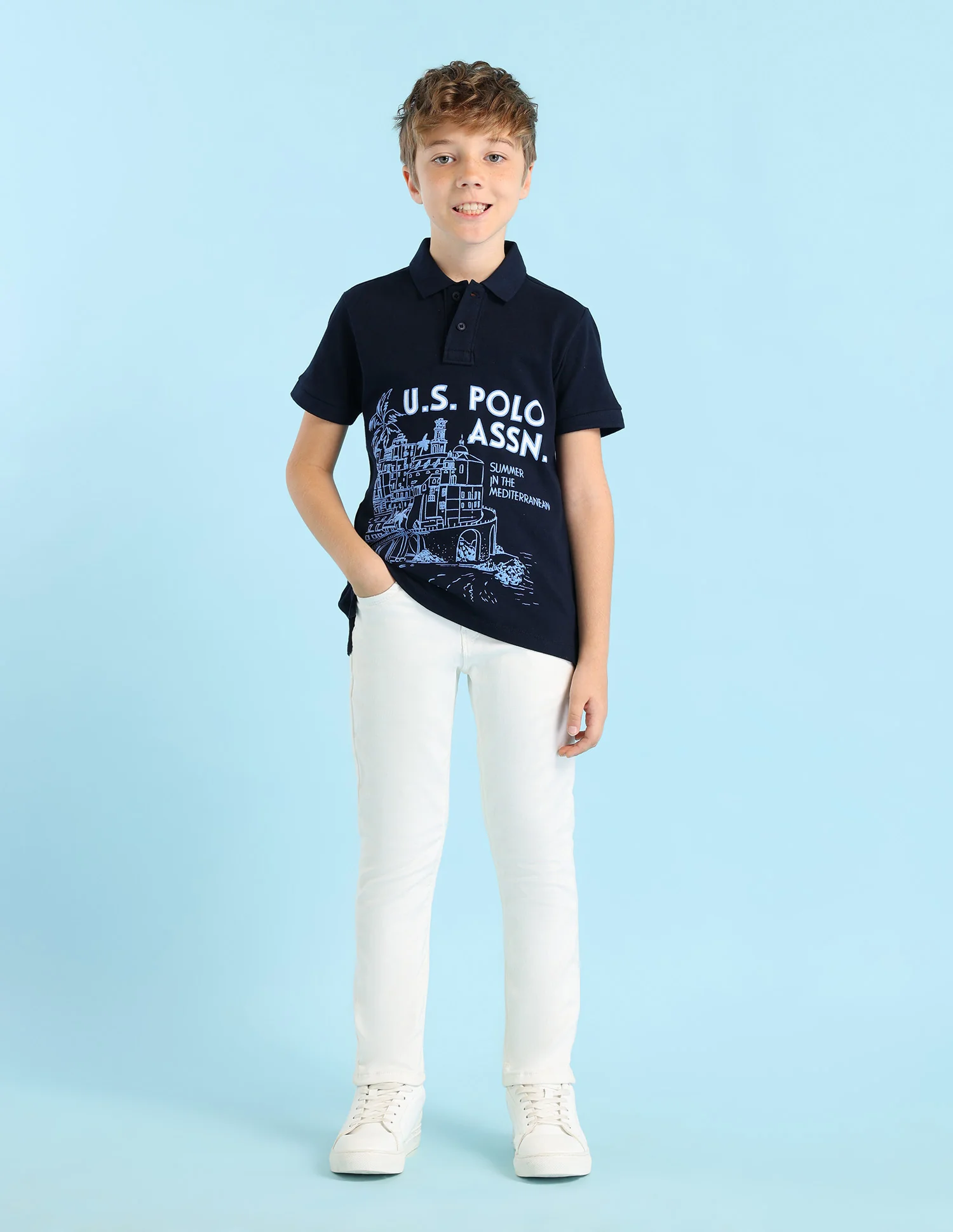 Boys Brand Printed Regular Fit Polo Shirt - Image 4
