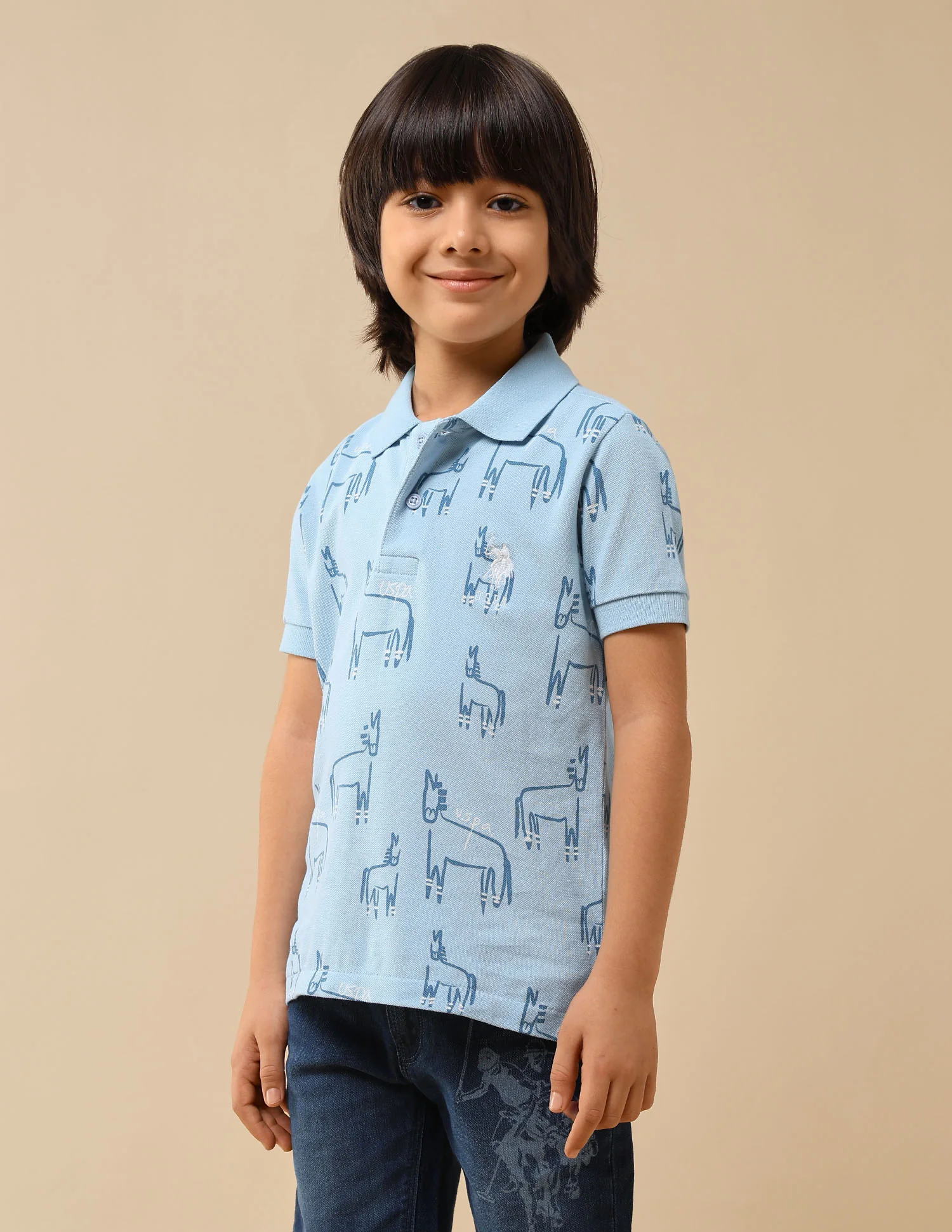 Boys Brand Printed Regular Fit Polo Shirt - Image 4