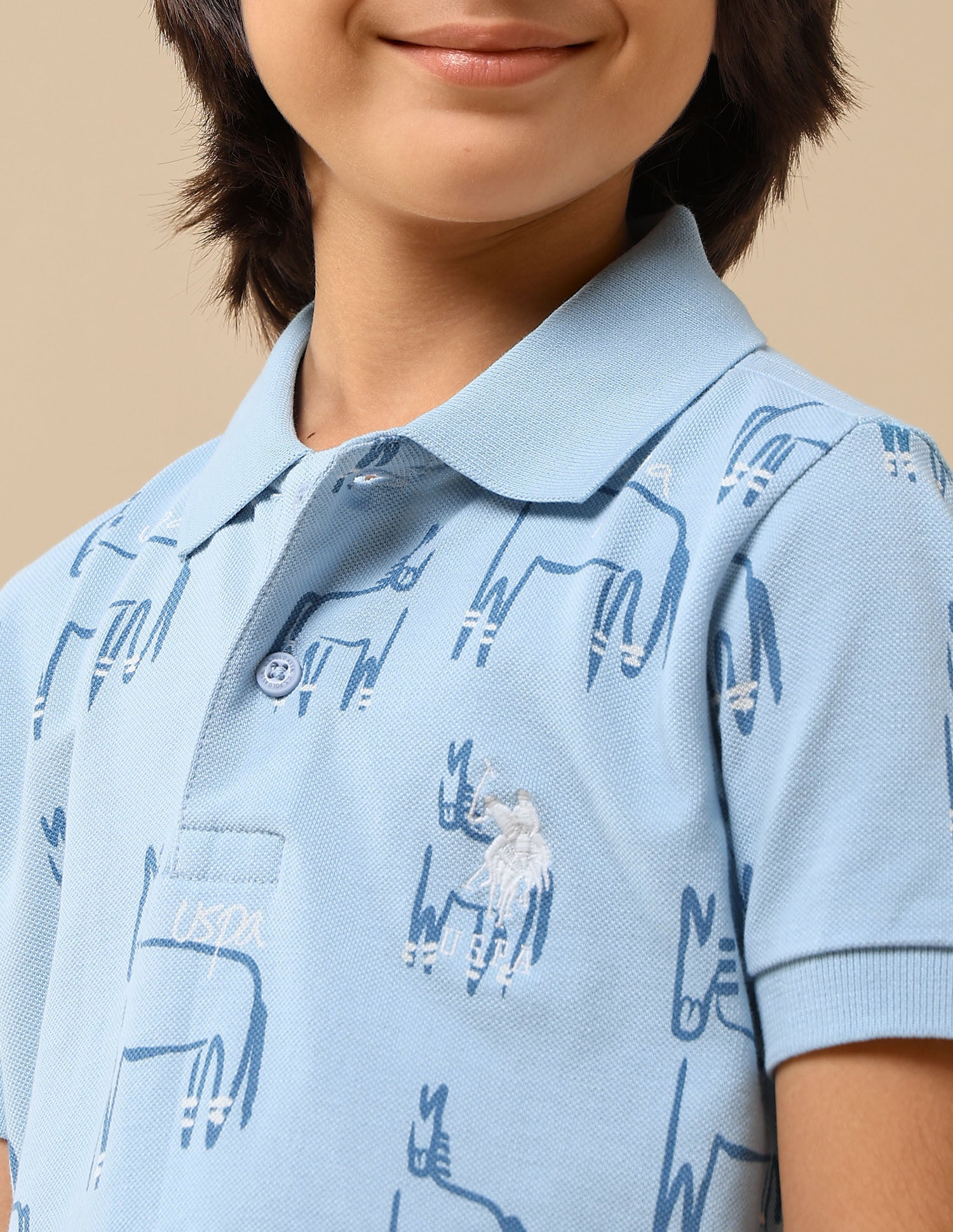 Boys Brand Printed Regular Fit Polo Shirt - Image 6