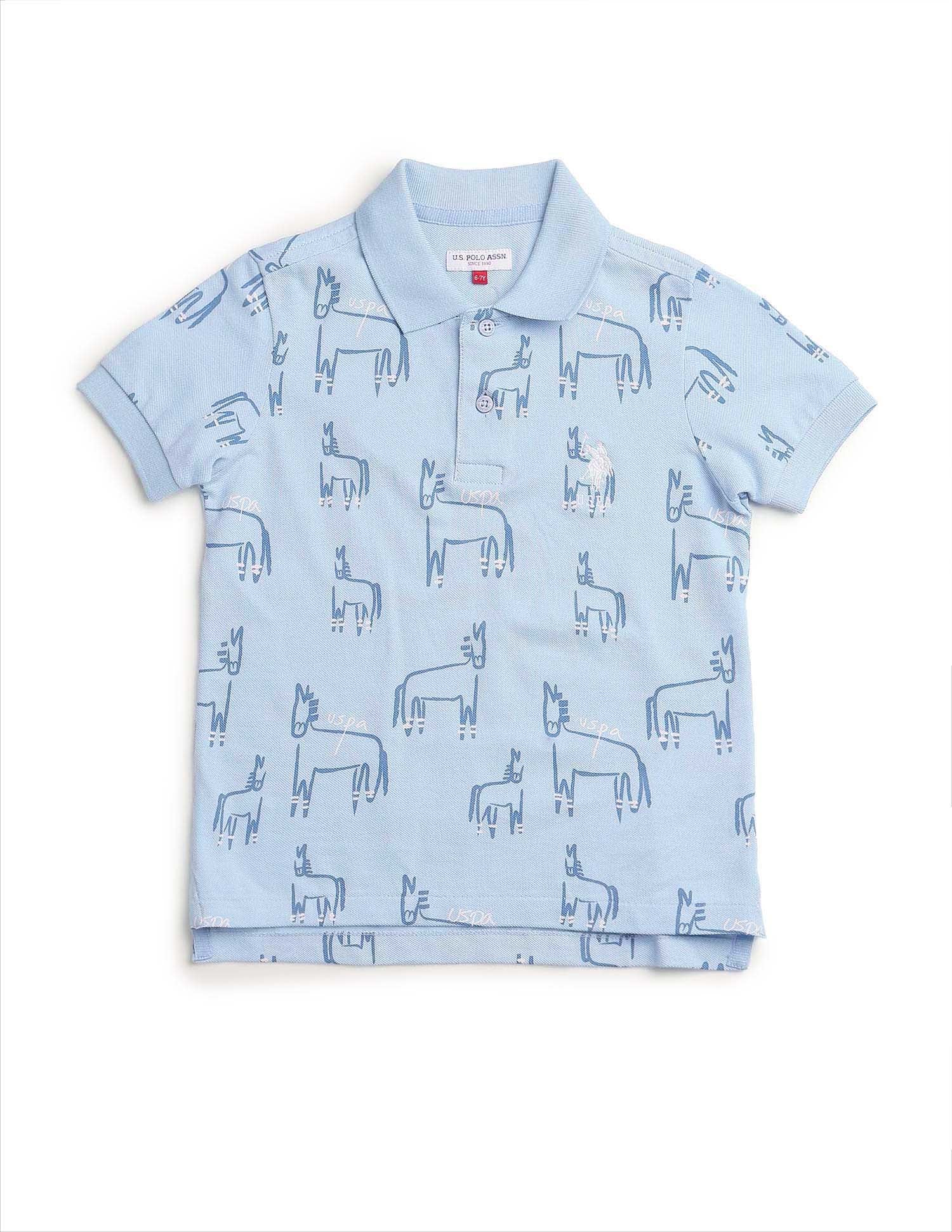 Boys Brand Printed Regular Fit Polo Shirt - Image 7