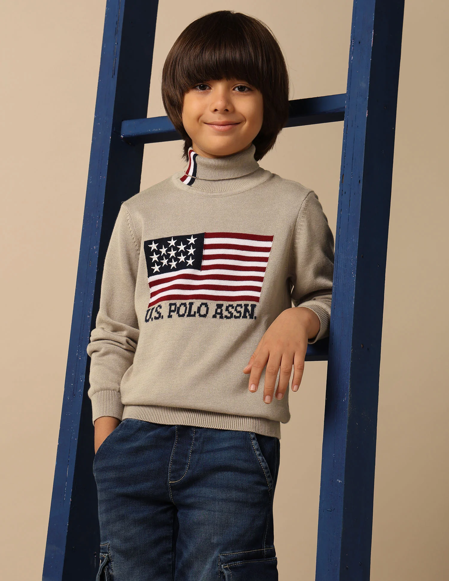 Boys Brand Printed Regular Fit Sweater