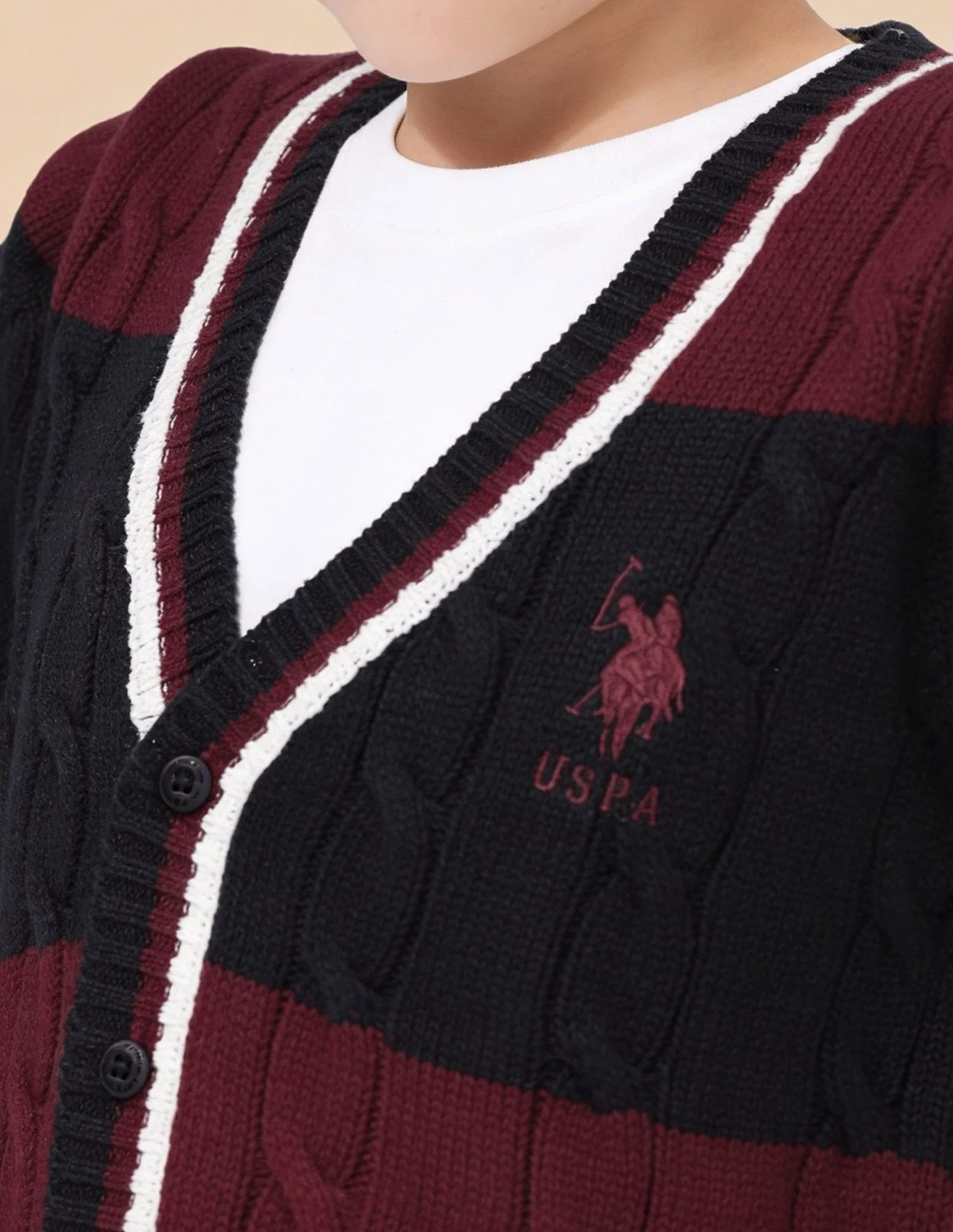 Boys Cable Knit Colorblocked Regular Fit Sweater - Image 6