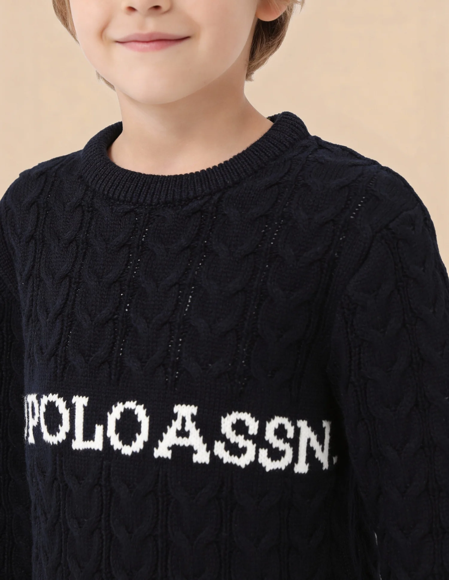 Boys Cable Knit Logo Regular Fit Sweater - Image 6