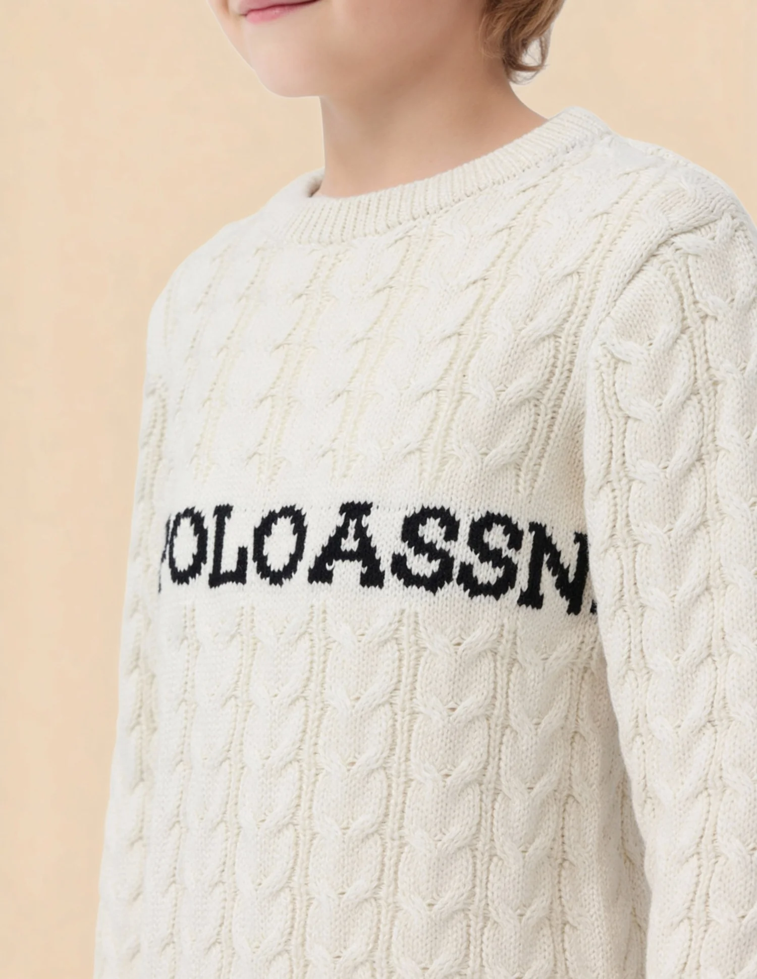 Boys Cable Knit Logo Regular Fit Sweater - Image 6