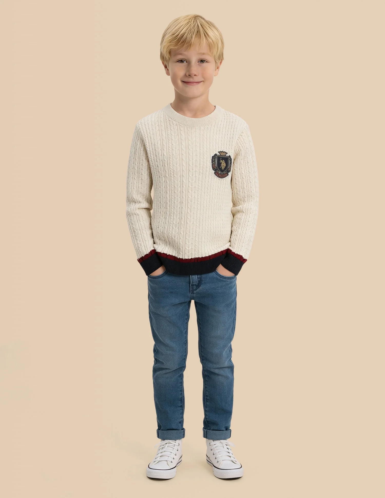 Boys Cable Knit Regular Fit Sweater - Image 3