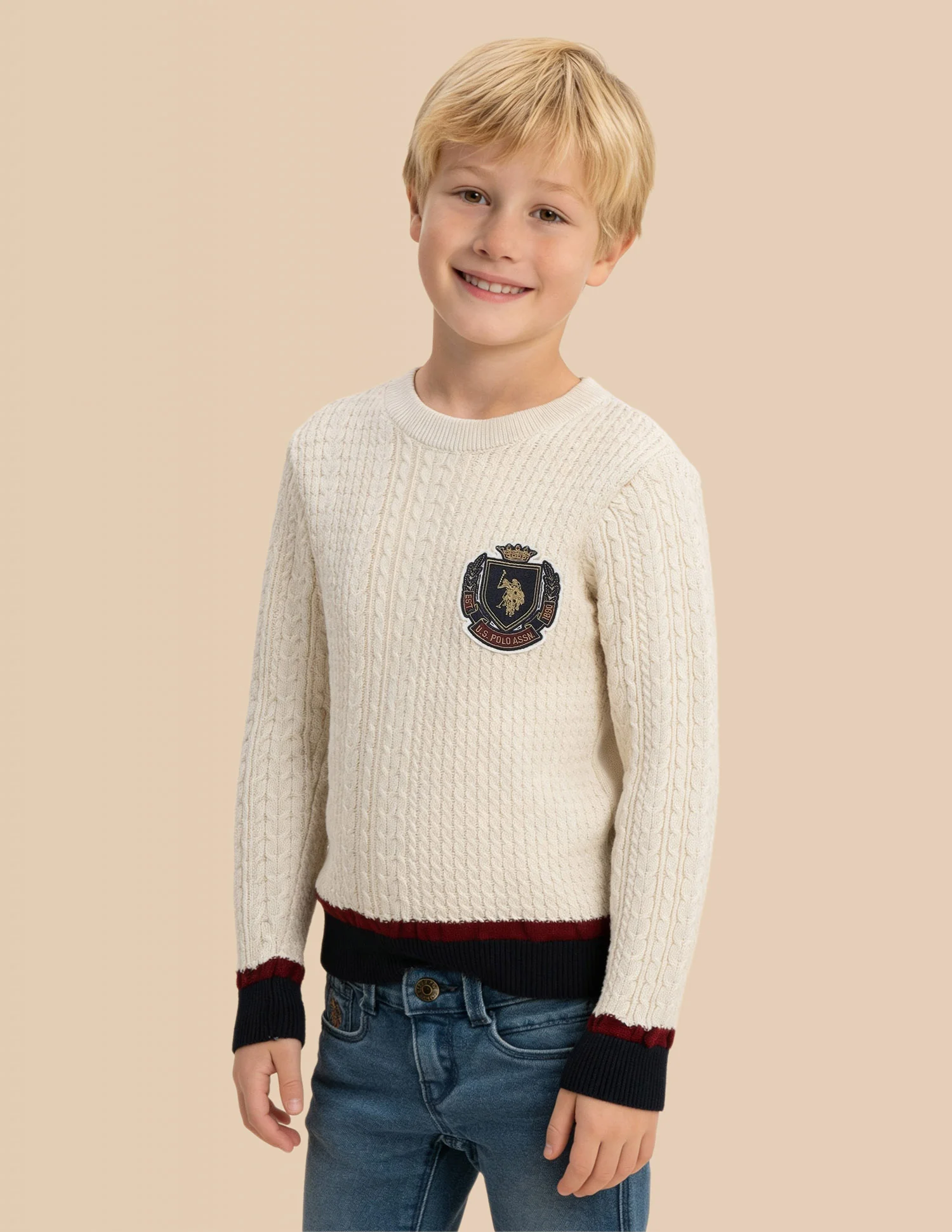 Boys Cable Knit Regular Fit Sweater - Image 4