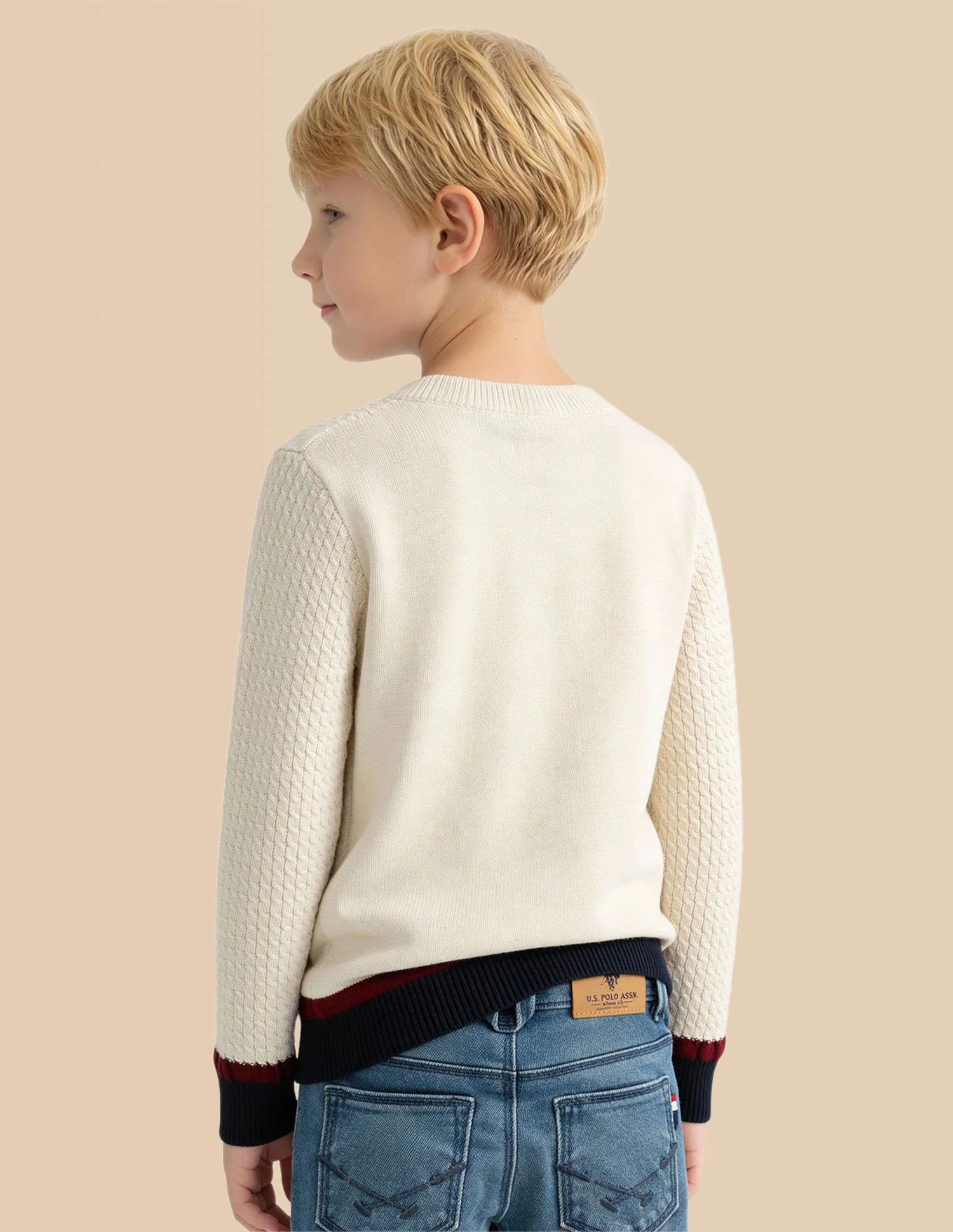 Boys Cable Knit Regular Fit Sweater - Image 5