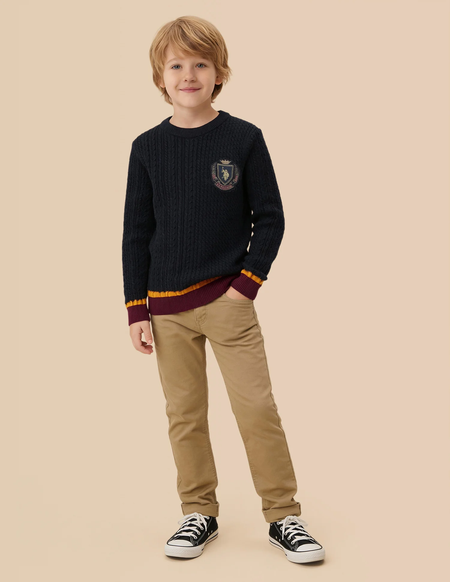 Boys Cable Knit Regular Fit Sweater - Image 3
