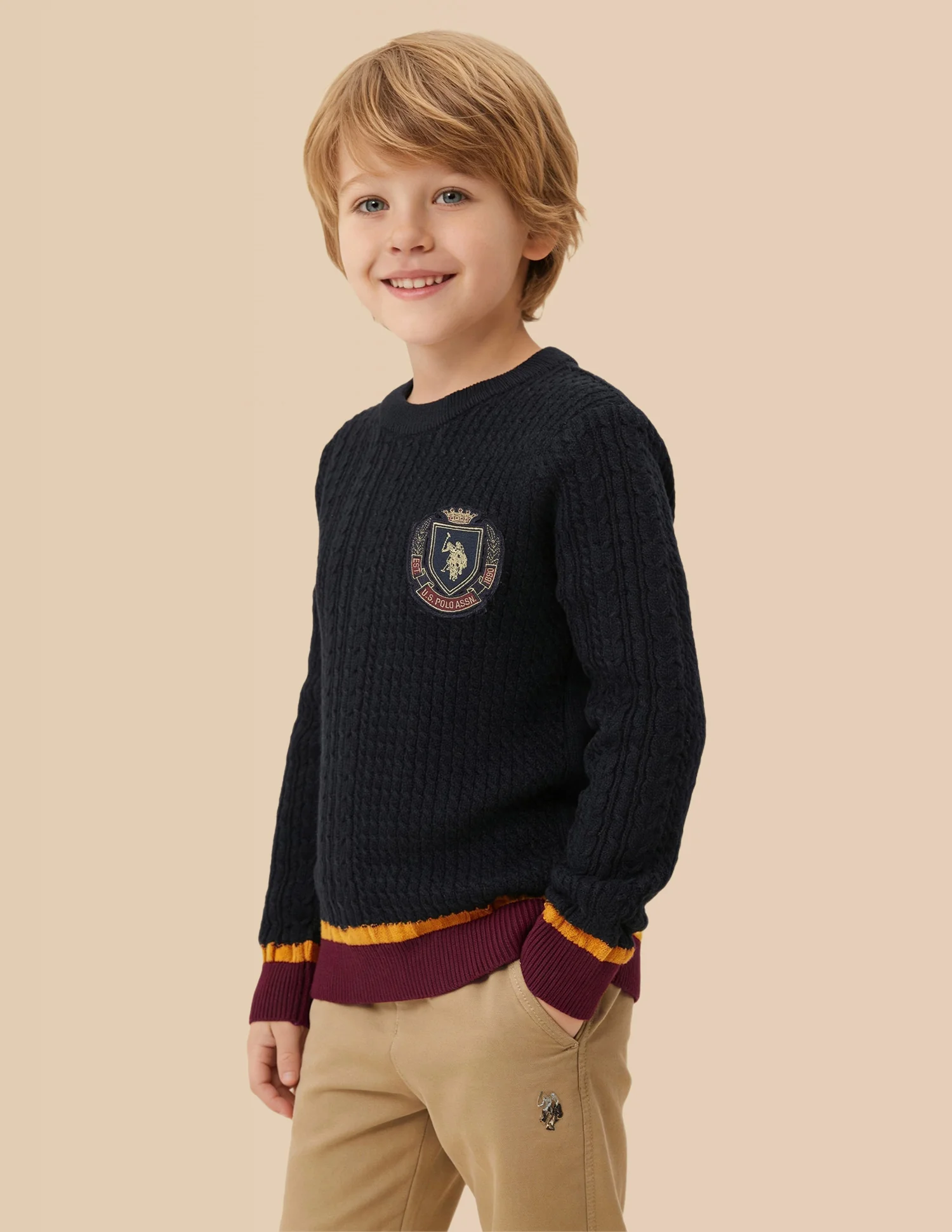 Boys Cable Knit Regular Fit Sweater - Image 4