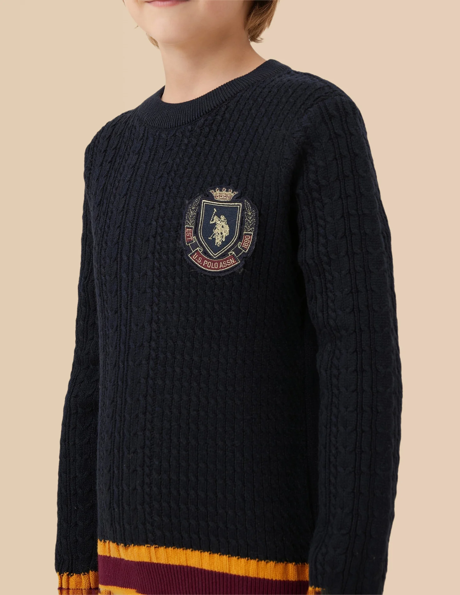 Boys Cable Knit Regular Fit Sweater - Image 6