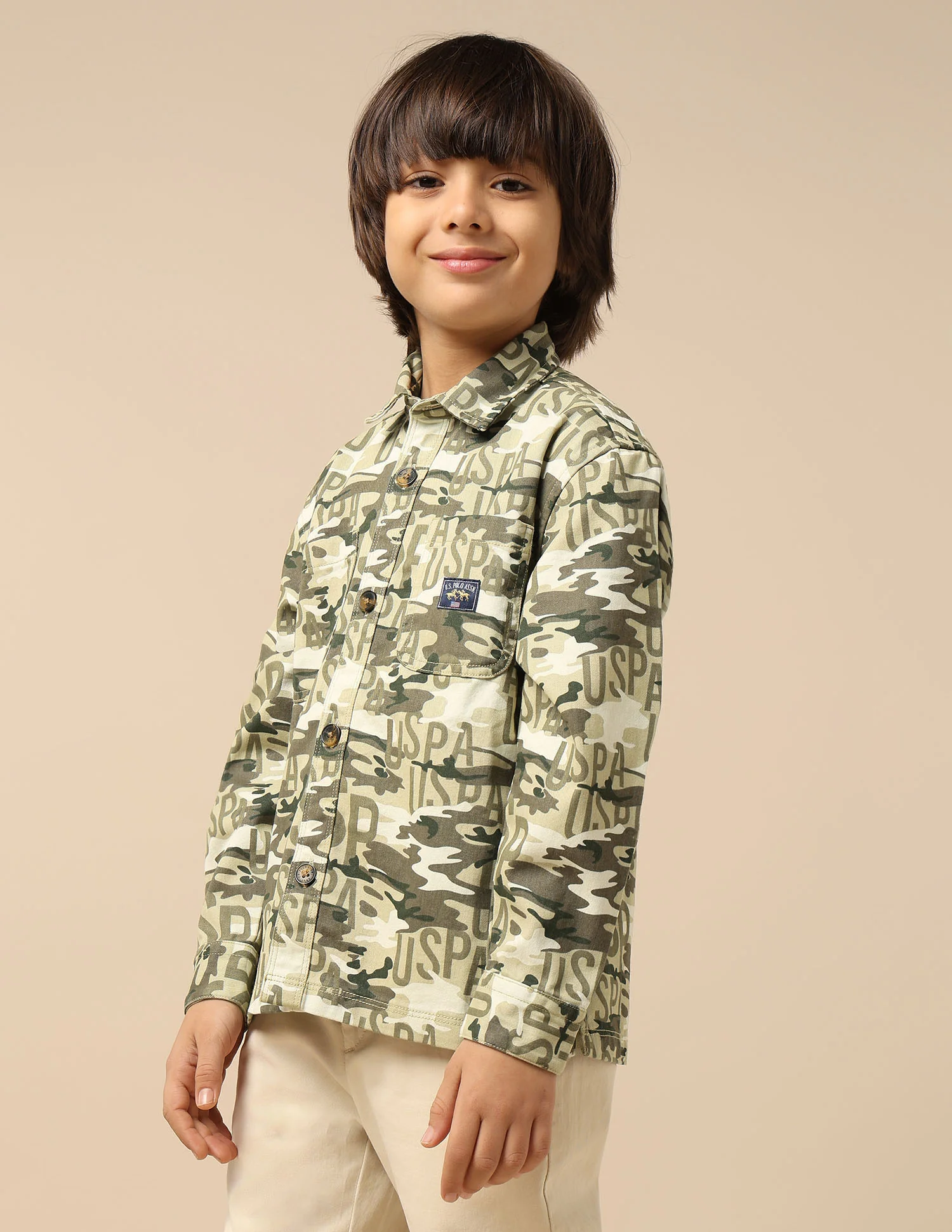Boys Camouflage Printed Twill Shirt - Image 4