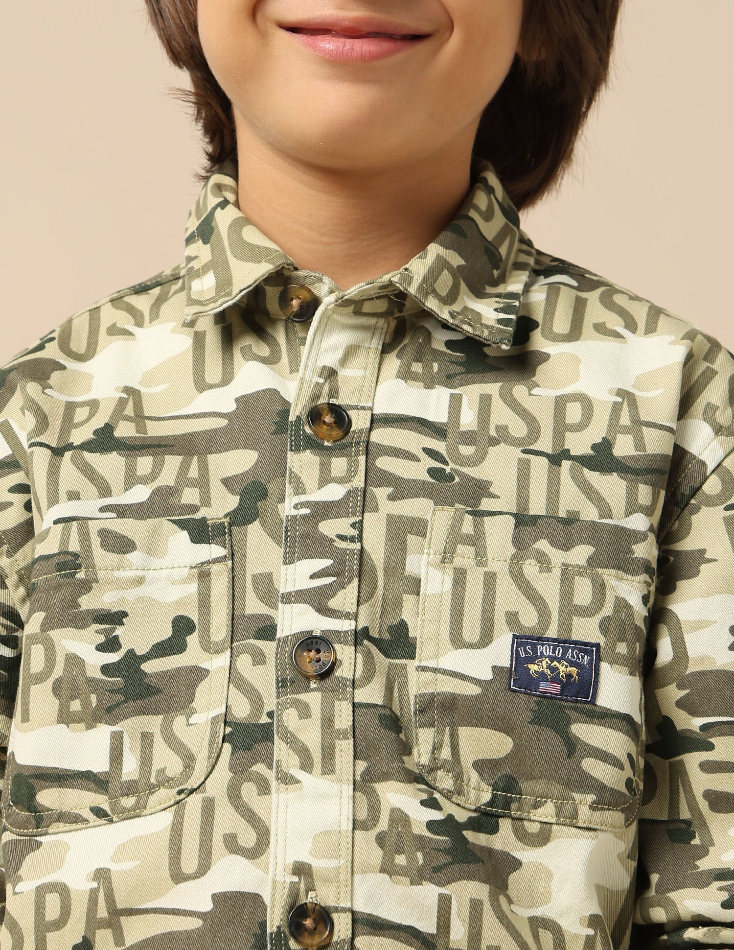 Boys Camouflage Printed Twill Shirt - Image 6
