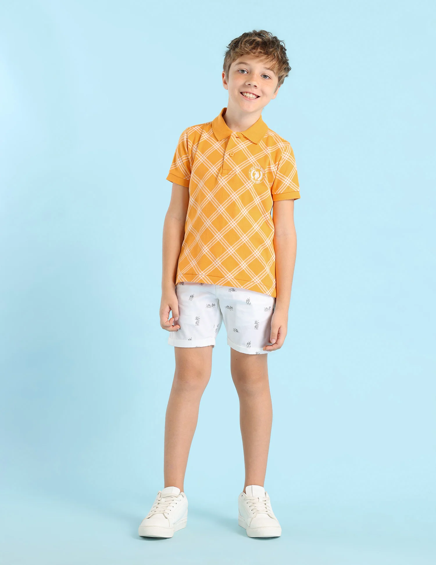 Boys Checked Regular Fit Polo Shirt - Image 4