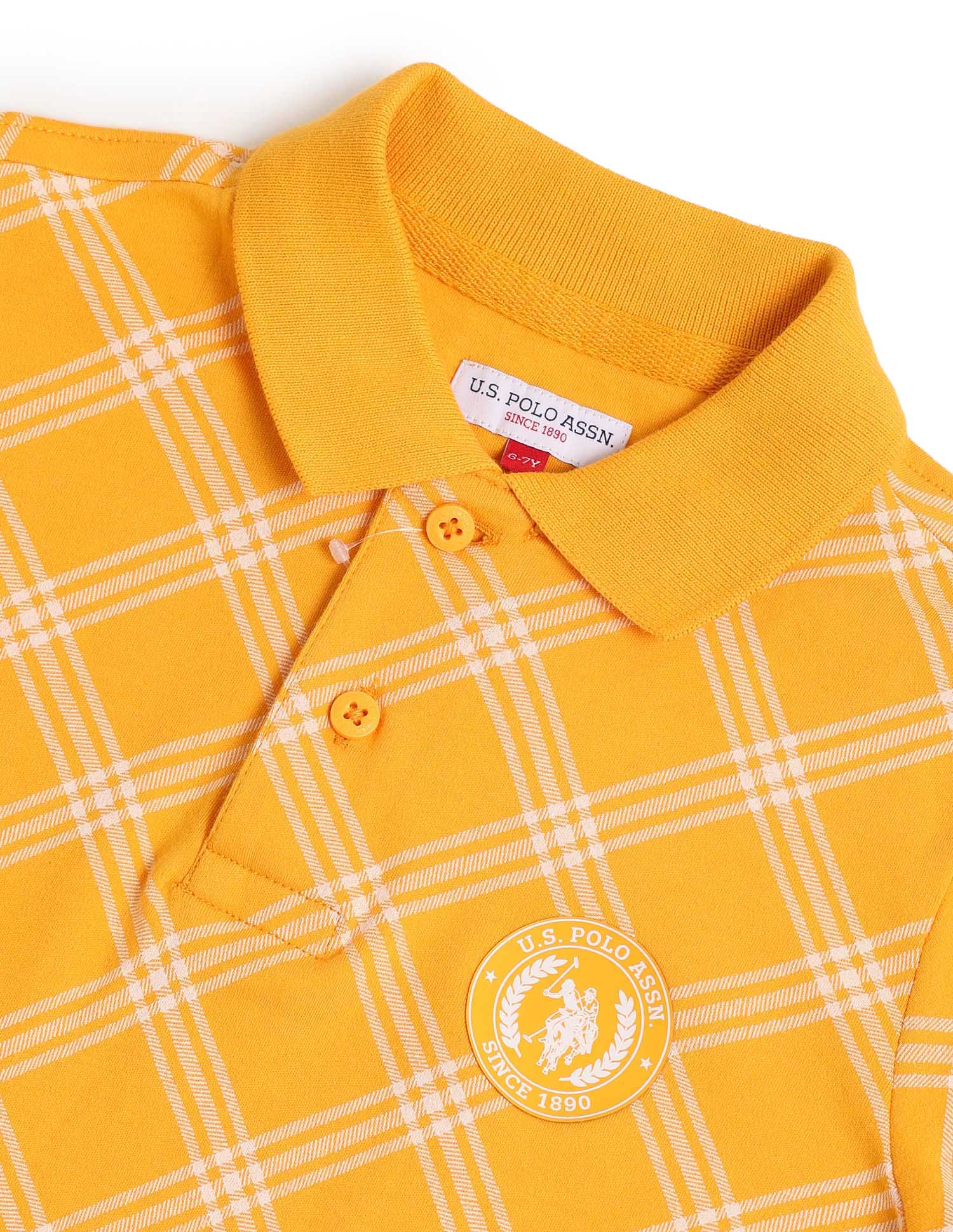 Boys Checked Regular Fit Polo Shirt - Image 8
