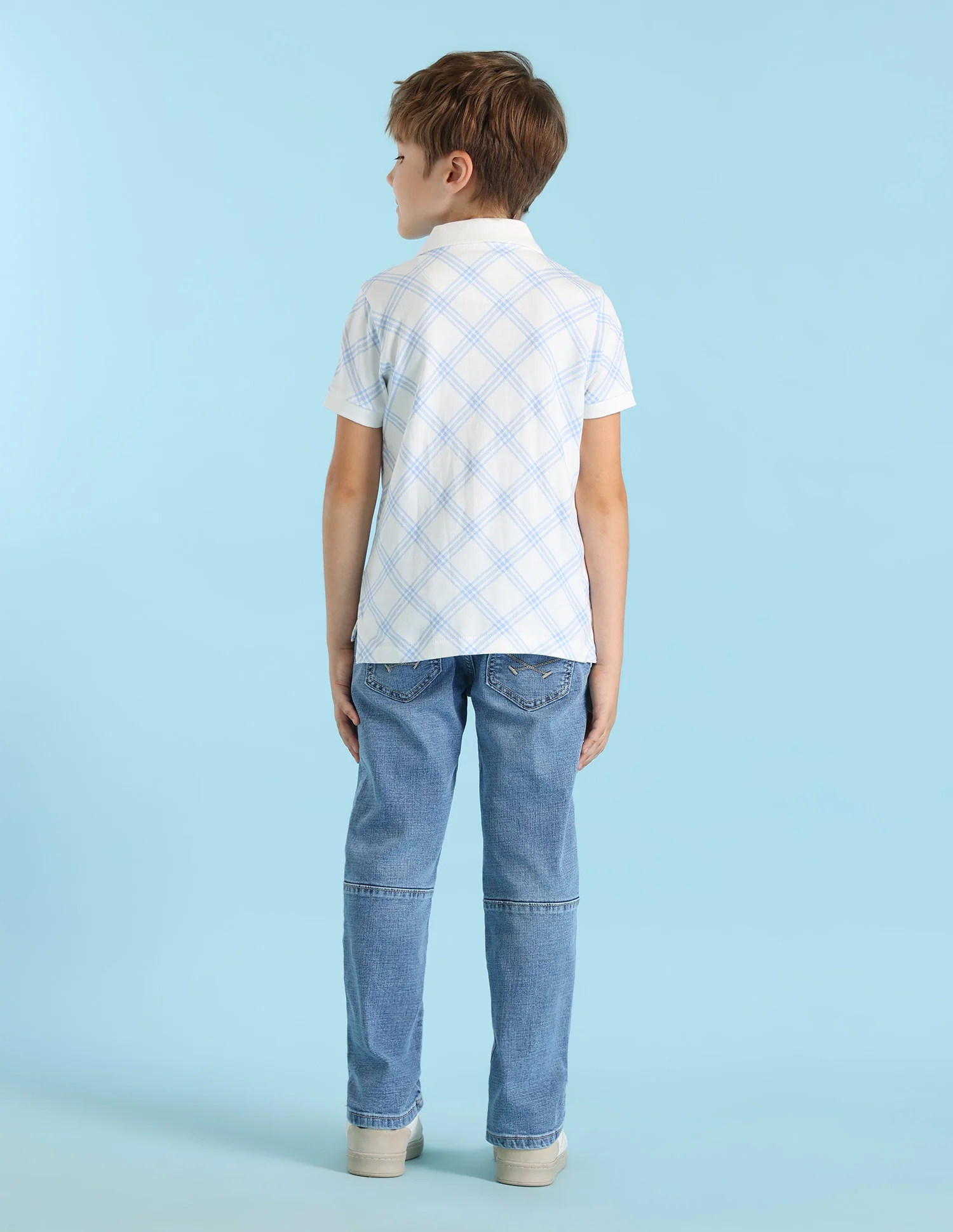 Boys Checked Regular Fit Polo Shirt - Image 3