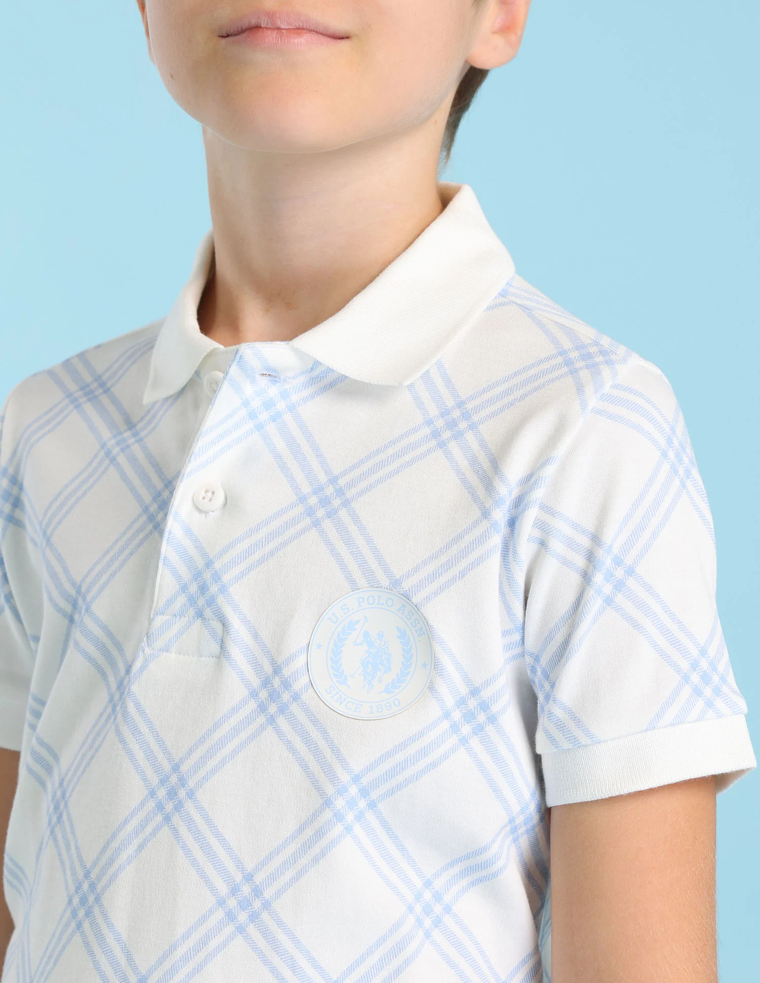 Boys Checked Regular Fit Polo Shirt - Image 5