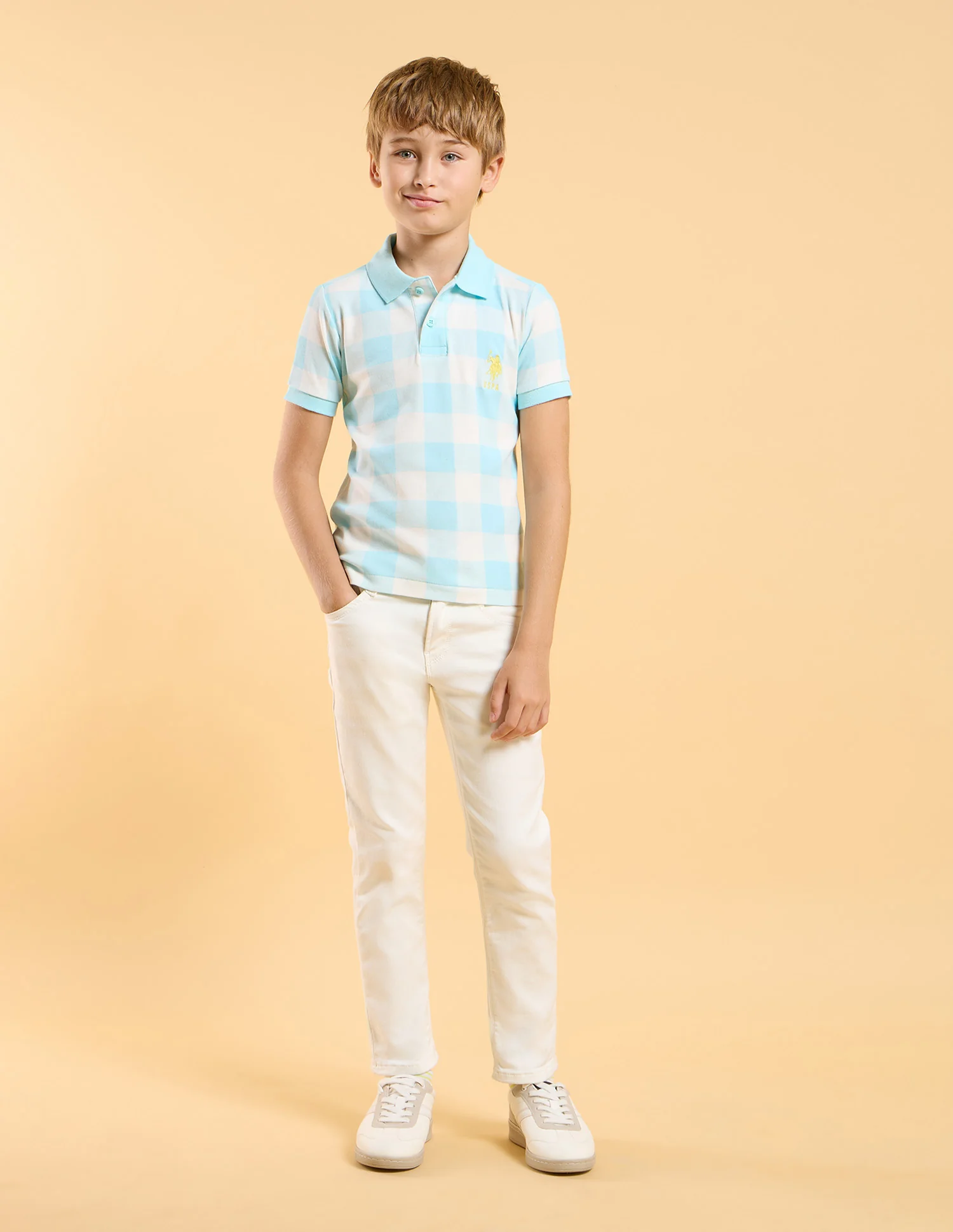 Boys Checked Regular Fit Polo Shirt - Image 3