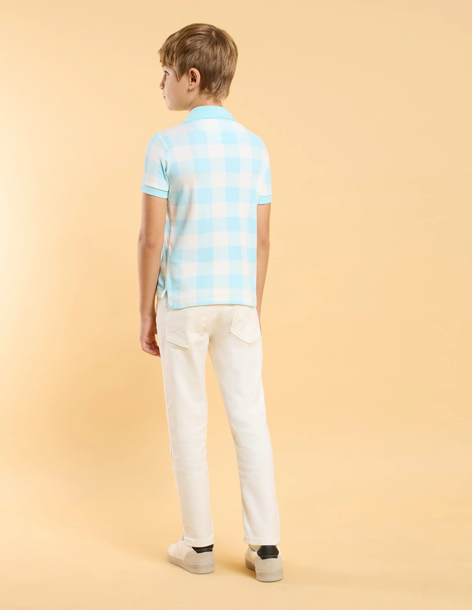 Boys Checked Regular Fit Polo Shirt - Image 4