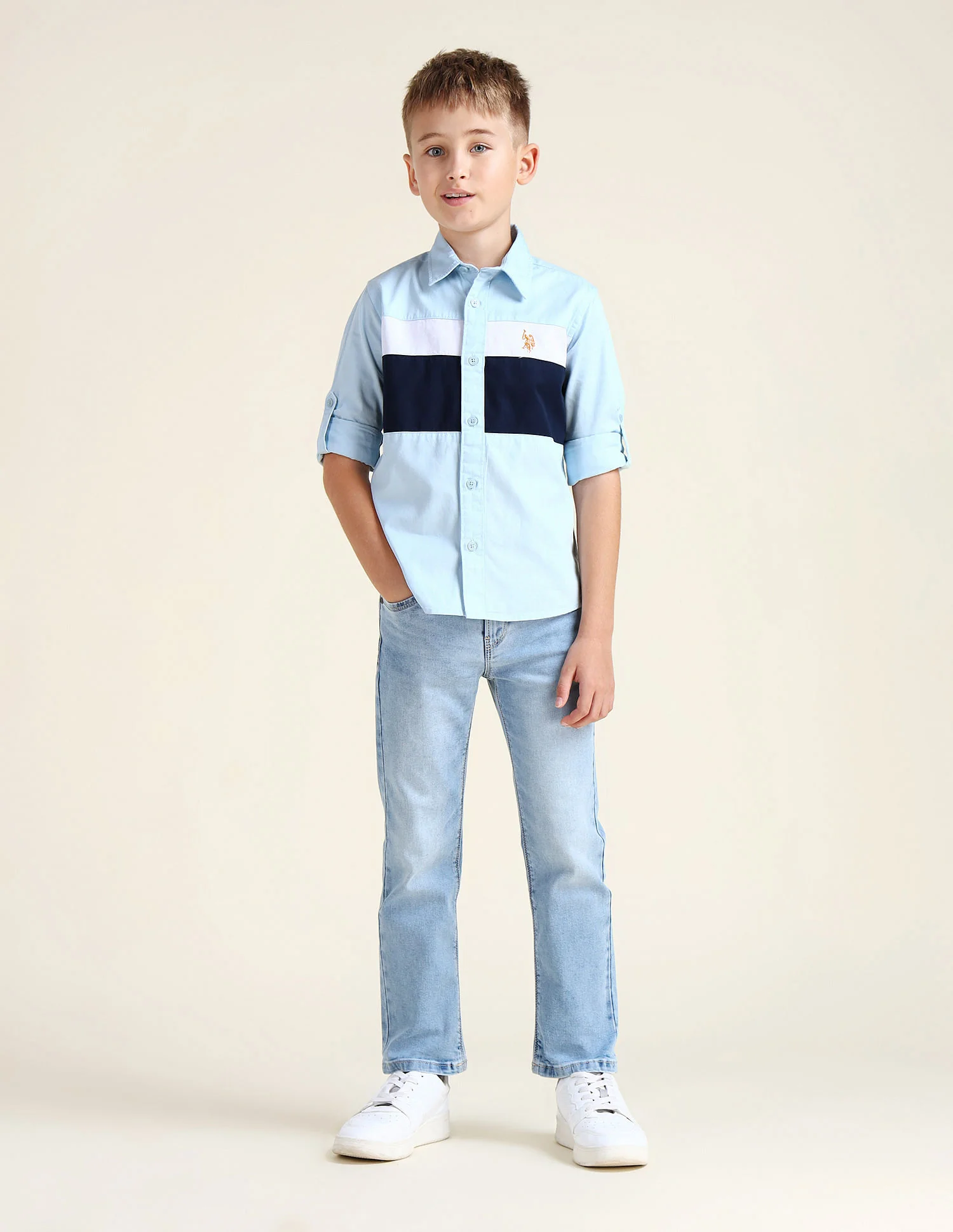 Boys Colour Block Cotton Shirt - Image 3